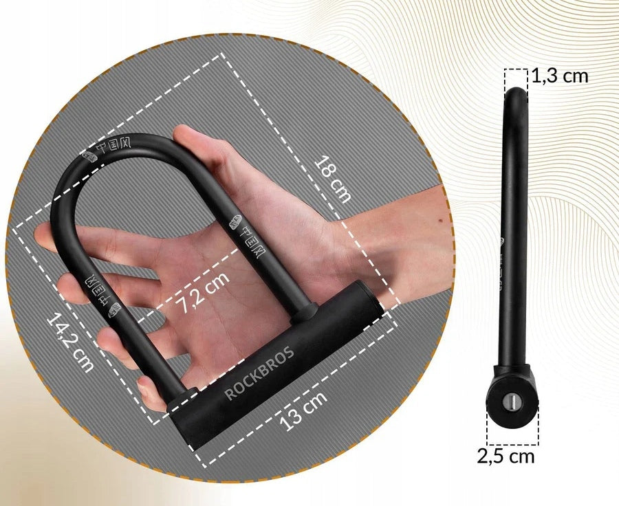 BICYCLE CLASP U-LOCK SHACKLE LOCK ON BIKE WITH KEY STRONG DURABLE STEEL Kind U-lock