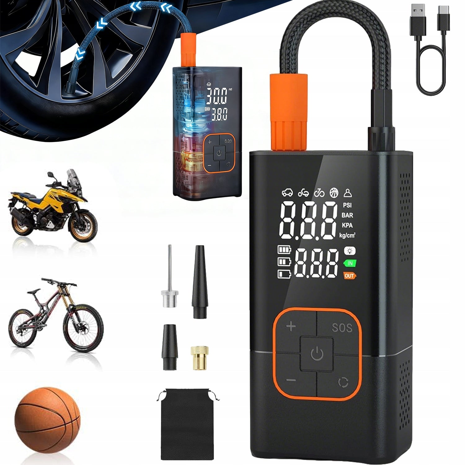 BICYCLE COMPRESSOR CAR BATTERY PUMP POWERBANK COMPRESSOR