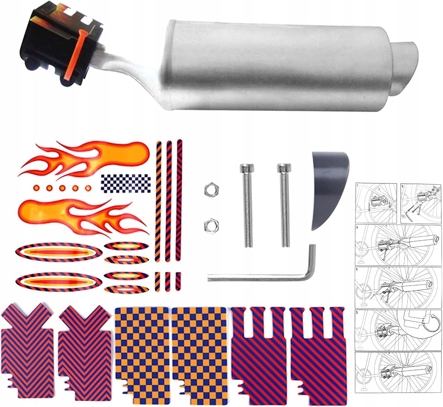 BICYCLE EXHAUST SYSTEM WITH TURBO PIPE BICYCLE SPOKE SOUND GENERATOR Manufacturer code TJ07092-1-1