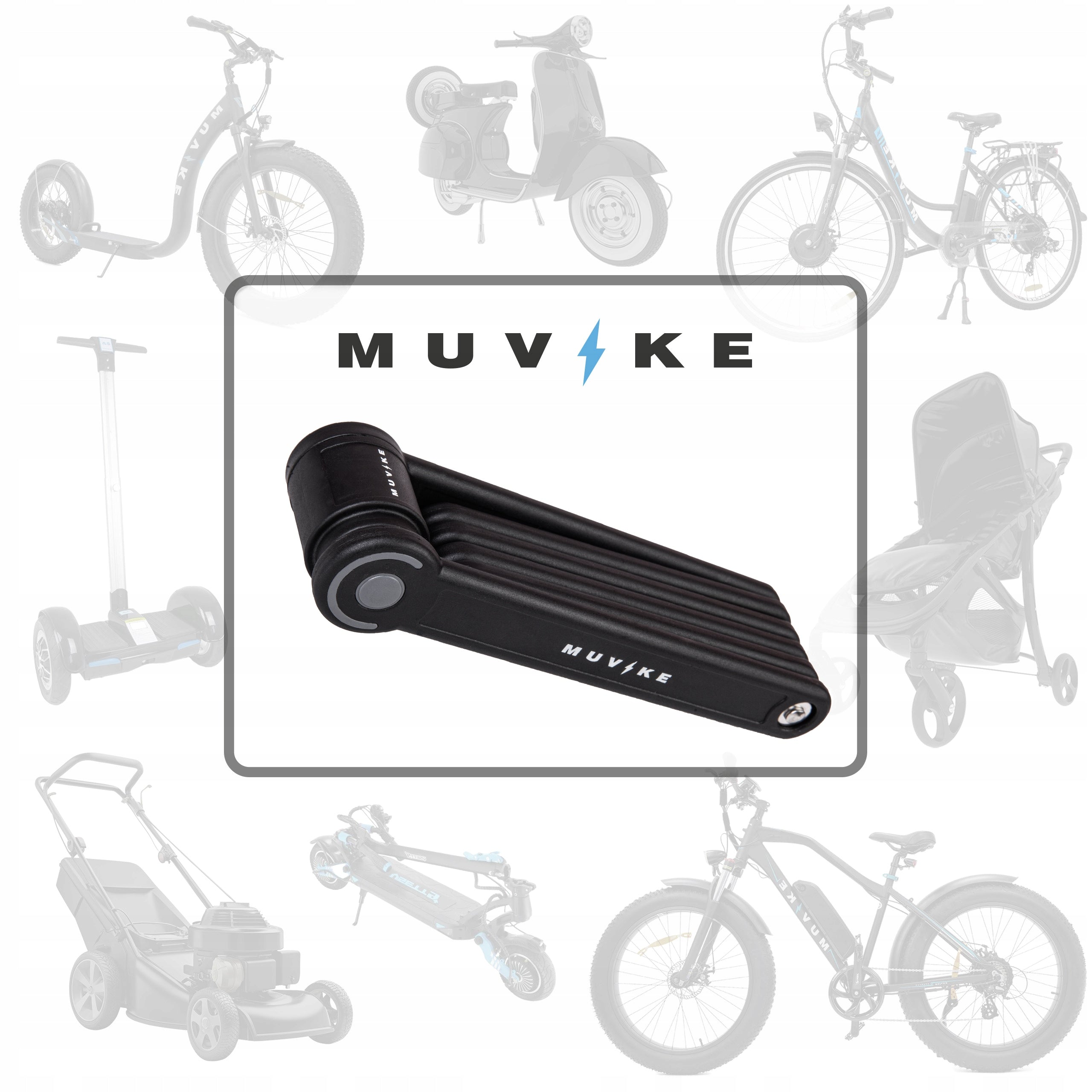 BICYCLE FOLDING CLASP 85cm 8mm WITH KEY HOLDER MUVIKE FOLD 850/8K Brand Muvike