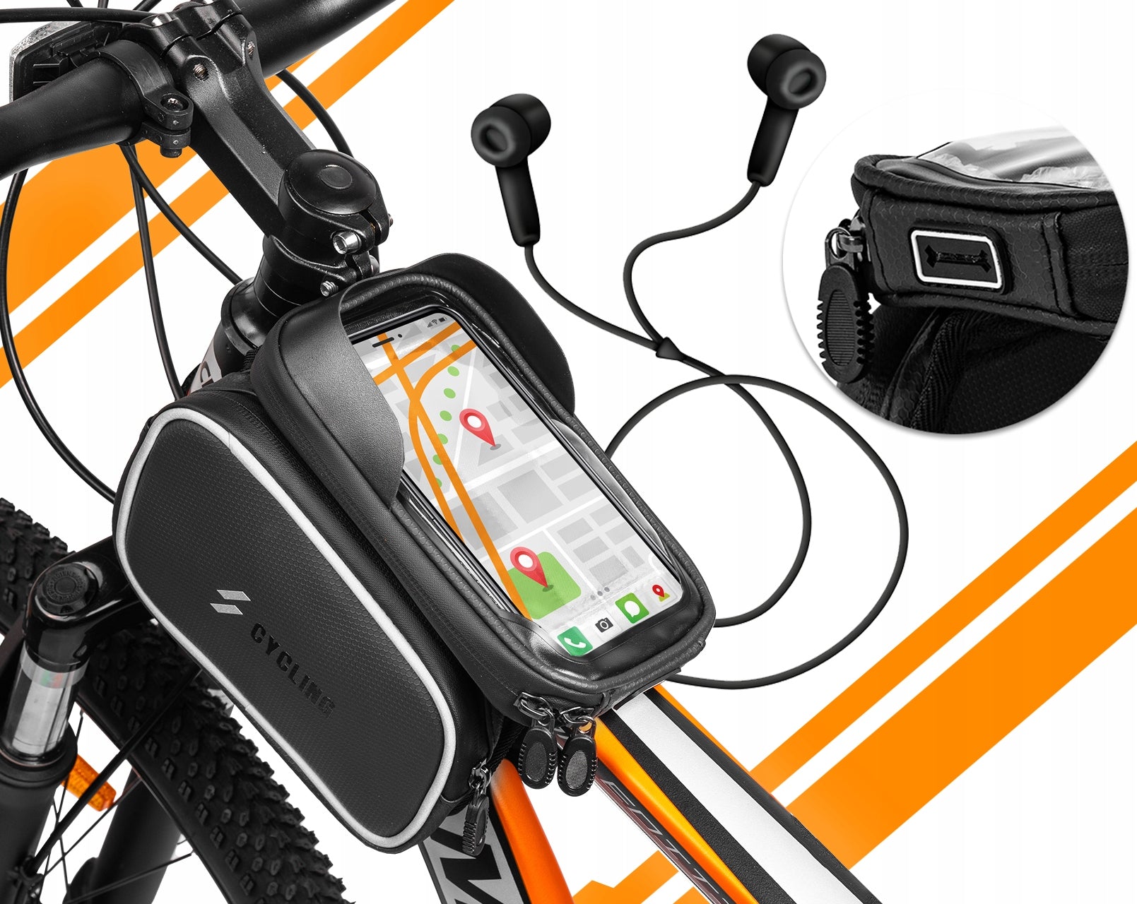 BICYCLE FRAME POUCH BAG WITH PHONE HOLDER 1L FRONT WATERPROOF Capacity 1 l