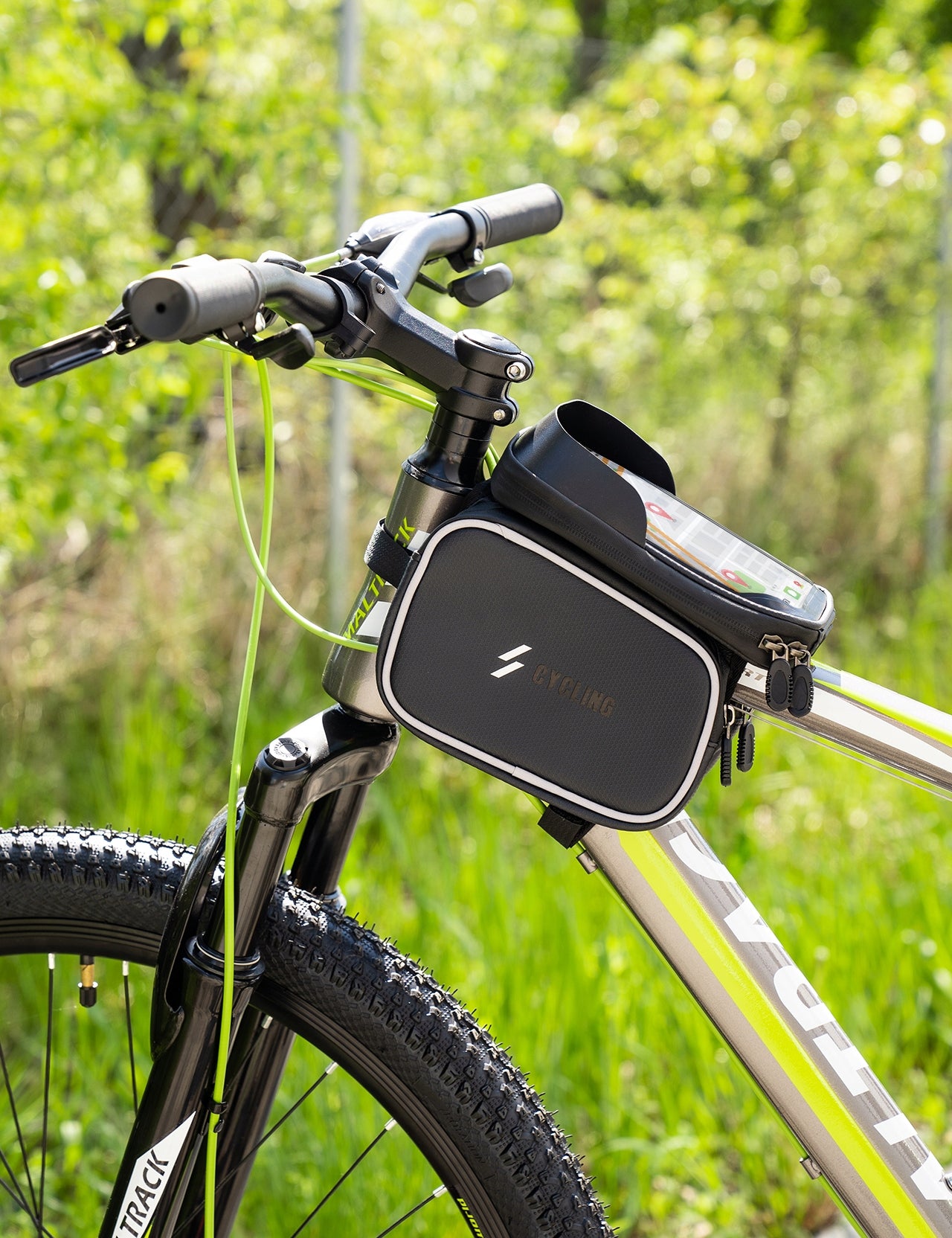 BICYCLE FRAME POUCH BAG WITH PHONE HOLDER 1L FRONT WATERPROOF Model B-Bag300