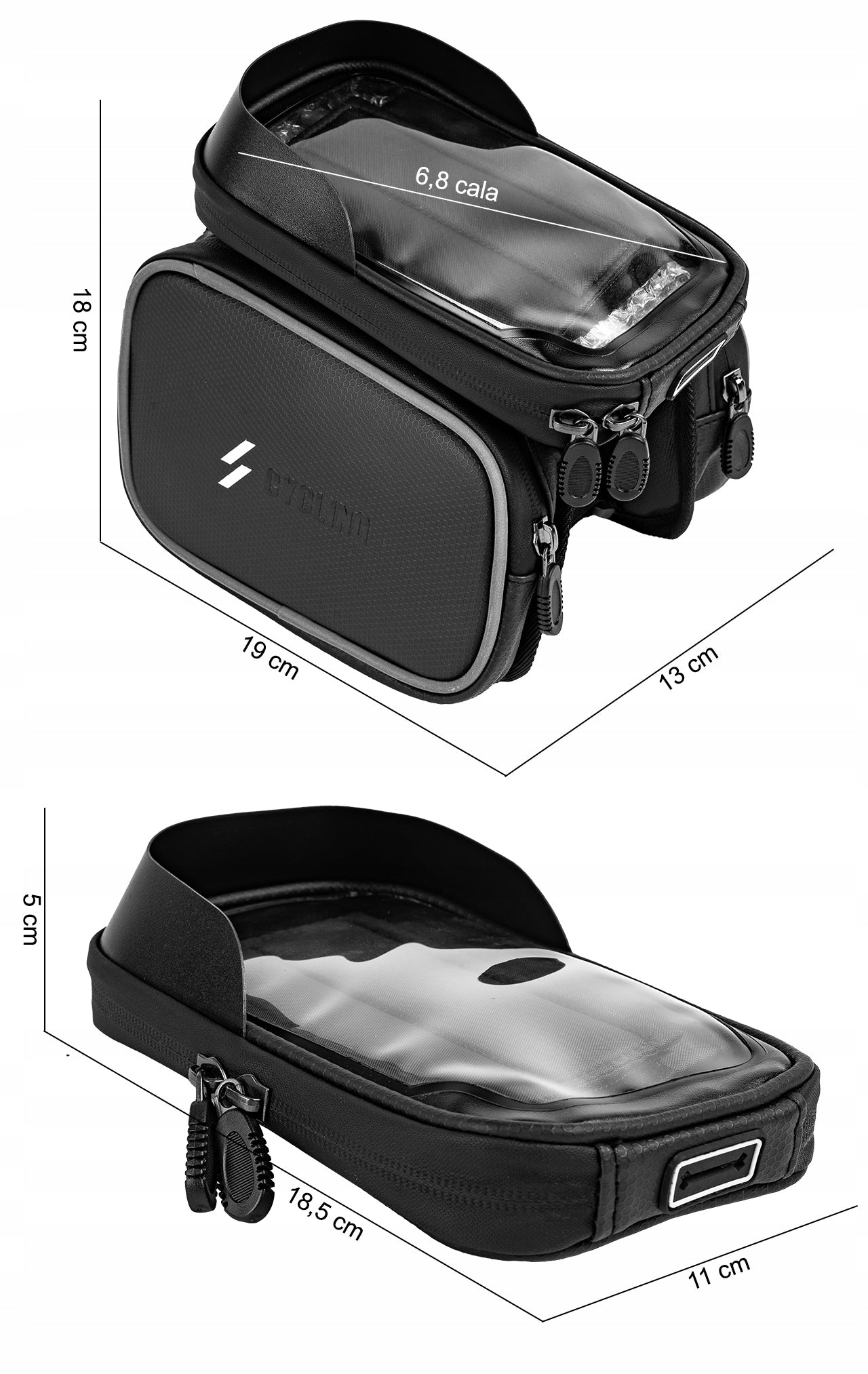BICYCLE FRAME POUCH BAG WITH PHONE HOLDER 1L FRONT WATERPROOF Packaging status original