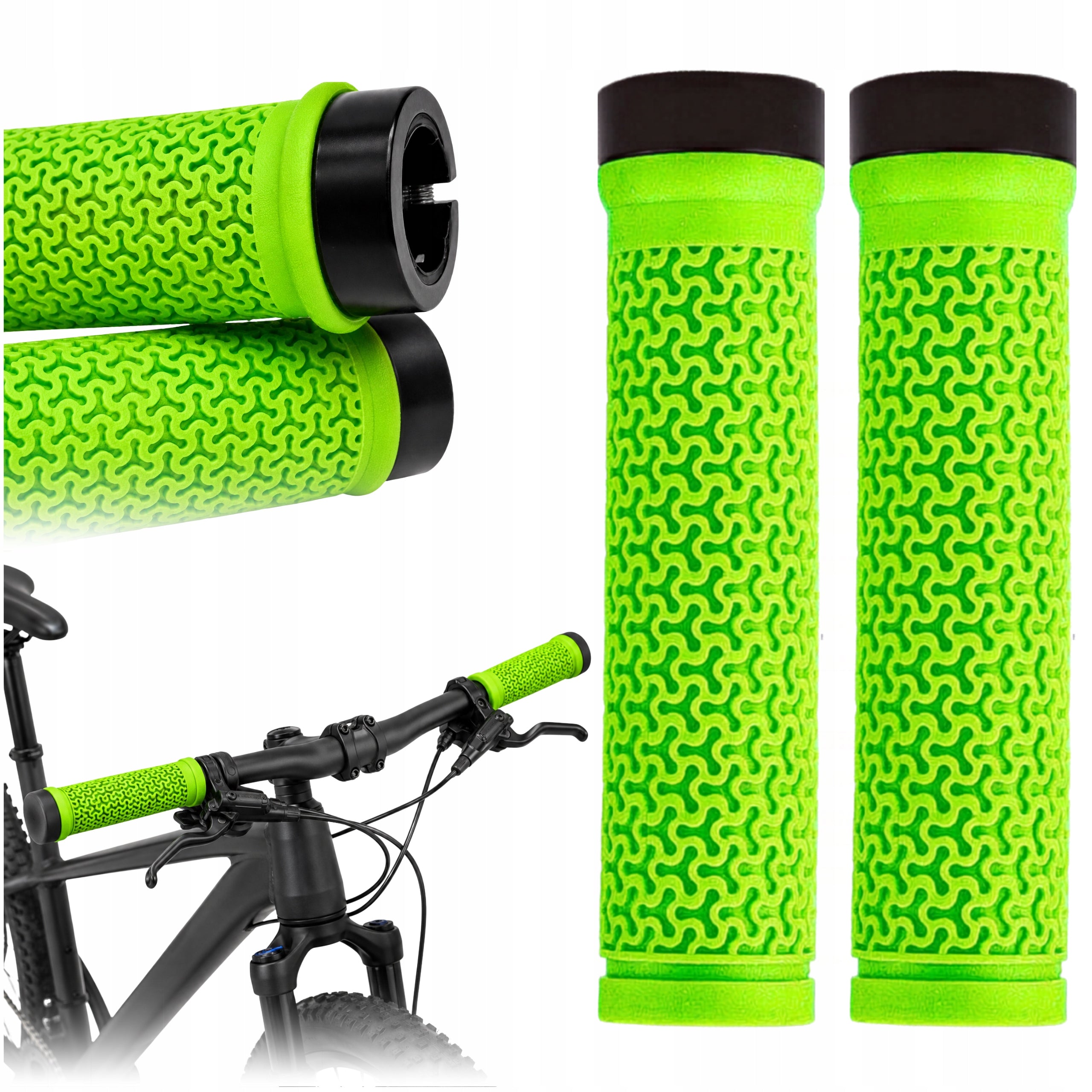 BICYCLE GRIPS TWISTED GRIPS HANDLES FOR MTB BIKE HANDLEBAR 2PCS GREEN