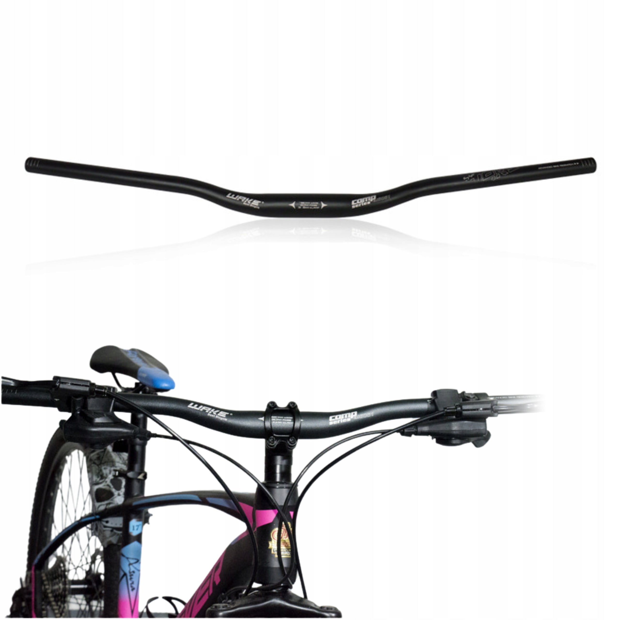 BICYCLE HANDLEBAR BENT FOR BICYCLE BLACK ALUMINUM WAKE 720MM / 31.8 MM