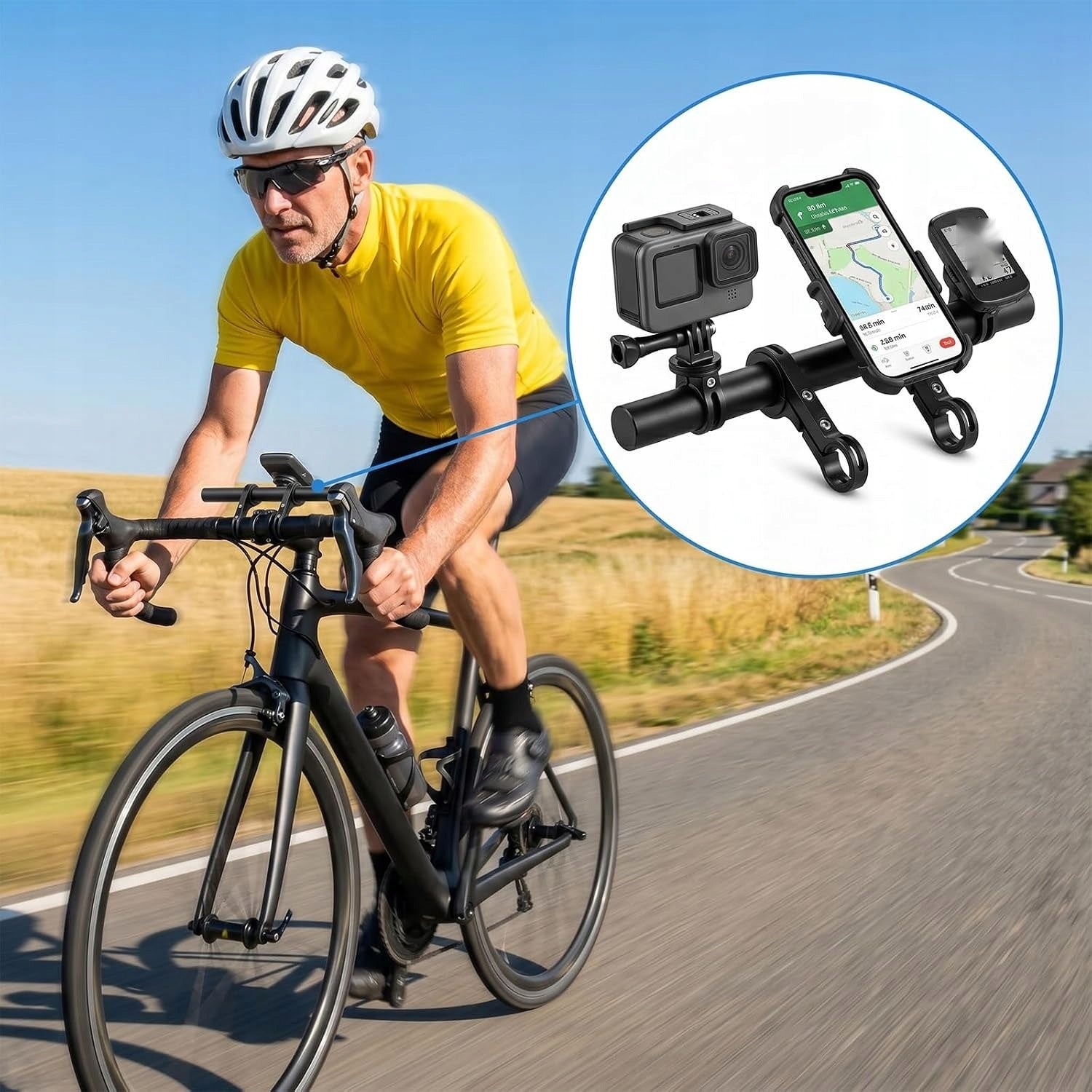 BICYCLE HANDLEBAR EXTENSION 300 mm ALUMINUM GPS BIKE HOLDER Manufacturer code PRZEDŁUŻENIE KIEROWNICY ROWEROW STREFAZAKUPÓW