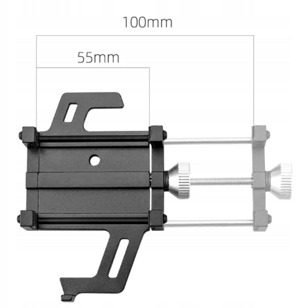 BICYCLE HANDLEBAR MOUNT PHONE ALU FOR ADJUSTABLE BIKE 55 - 100 MM Product weight with unit packaging 0.15 kg