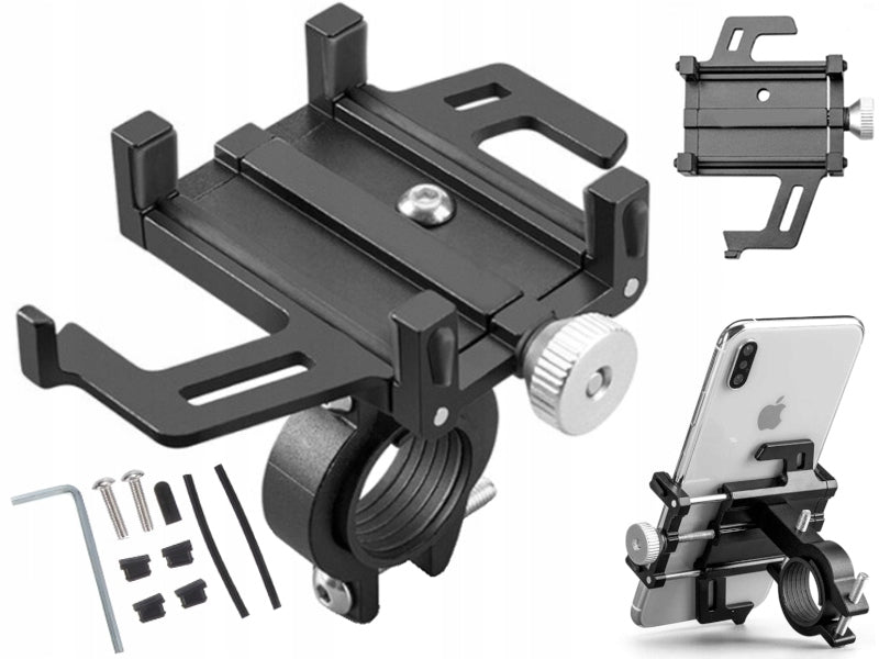 BICYCLE HANDLEBAR MOUNT PHONE ALU FOR ADJUSTABLE BIKE 55 - 100 MM