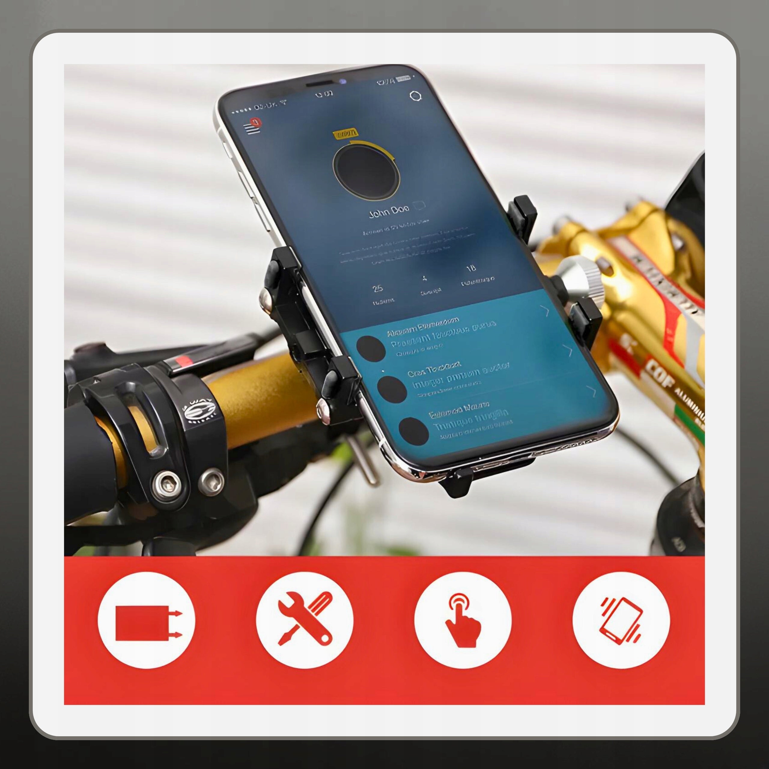 BICYCLE HOLDER FOR BICYCLE HANDLEBAR FOR BICYCLE ALUMINUM VERY STRONG WWG Manufacturer code Uchwyt rowerowy na kierownicę
