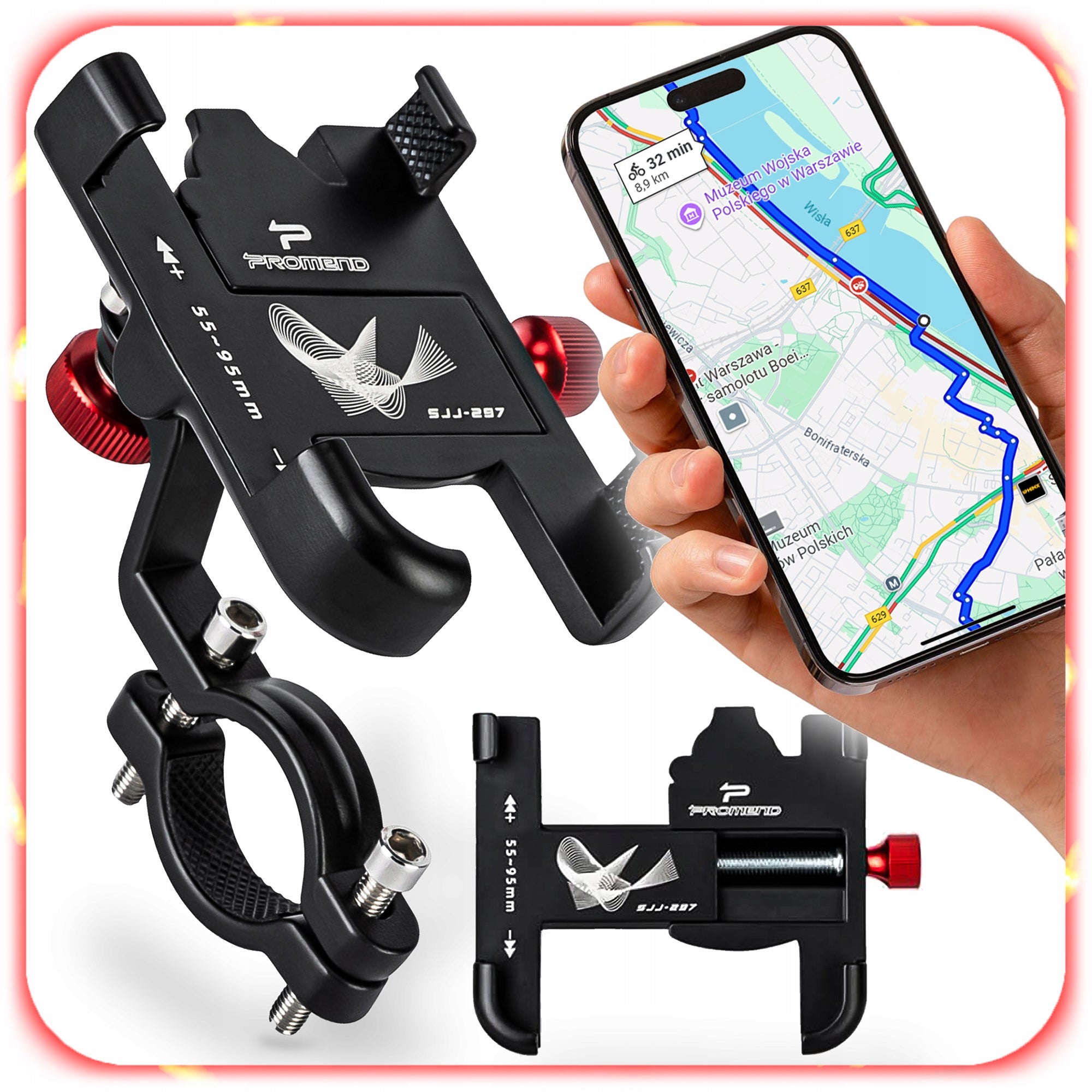 BICYCLE HOLDER FOR PHONE ALUMINUM STRONG BIKE SCOOTER ADJUSTABLE 360° Packaging status original