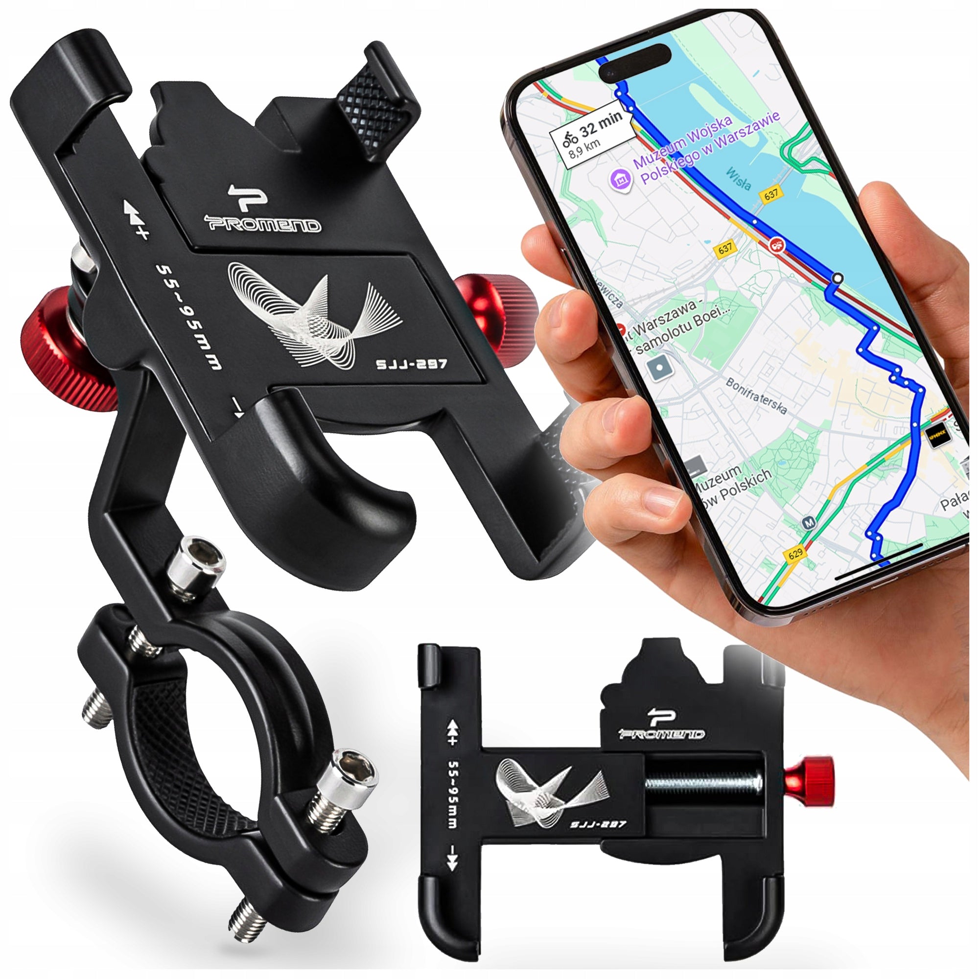 BICYCLE HOLDER FOR PHONE ALUMINUM STRONG BIKE SCOOTER ADJUSTABLE 360°