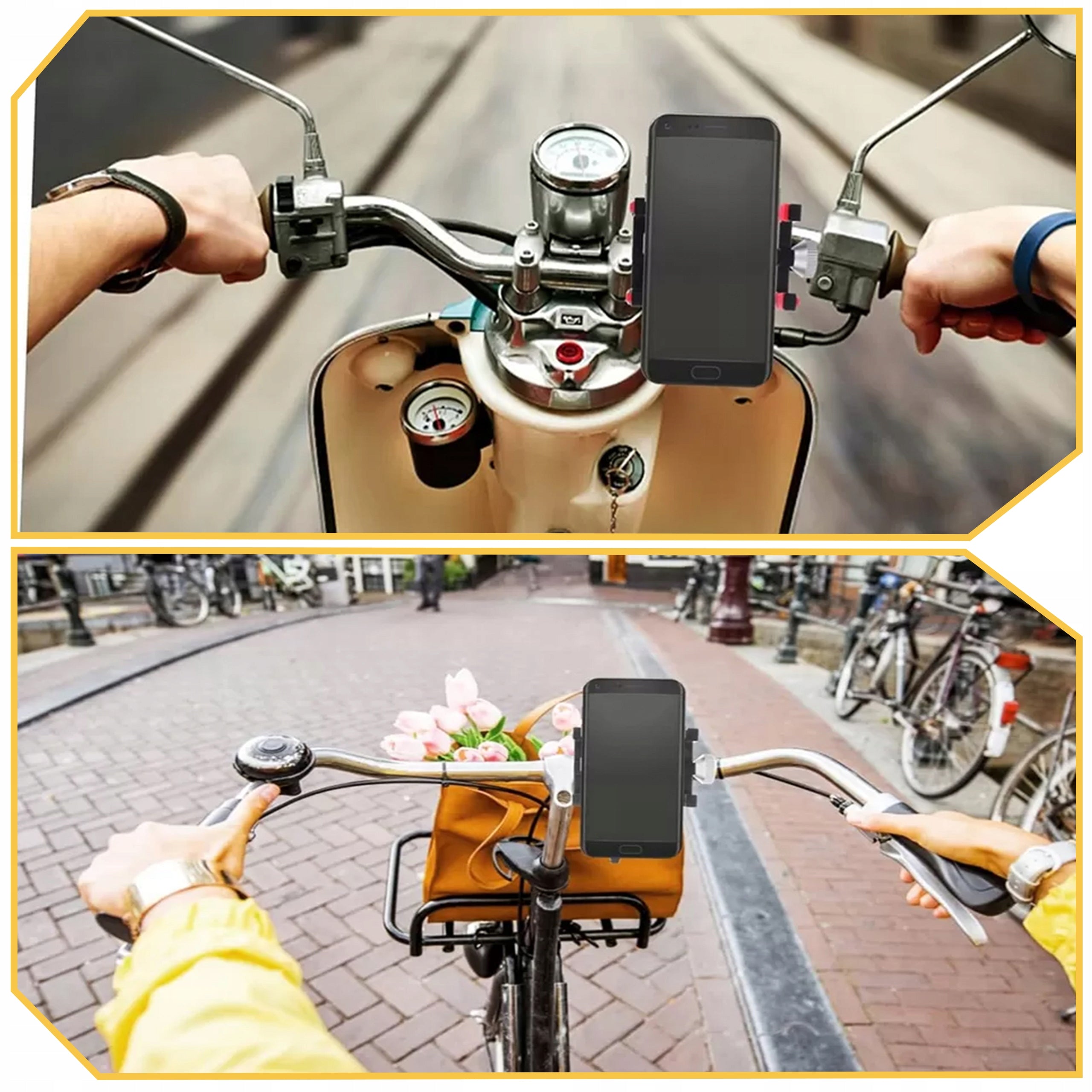BICYCLE HOLDER FOR PHONE HANDLEBAR ADJUSTABLE ANTI SHOCK STRONG 360° Product weight with unit packaging 0.26 kg