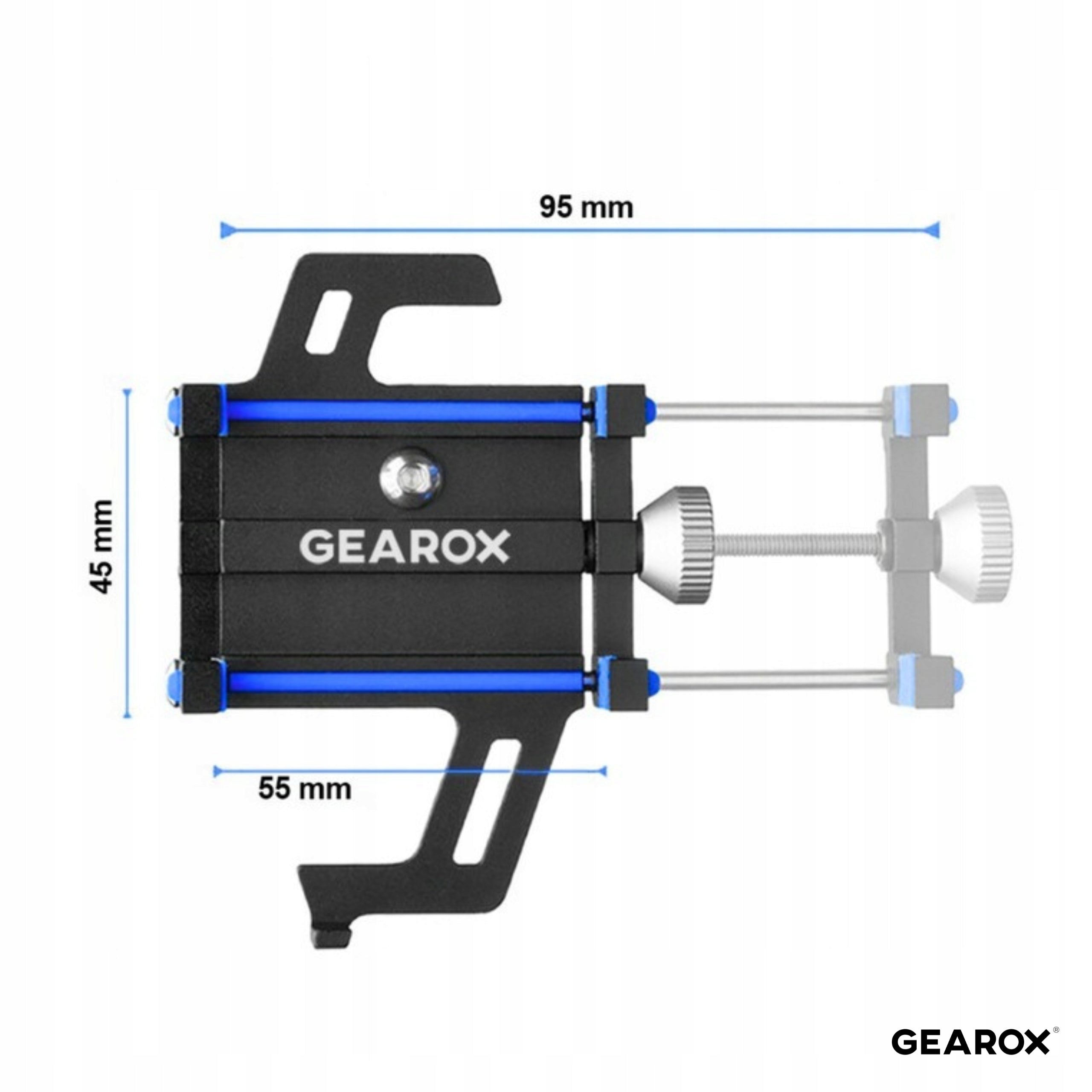 BICYCLE HOLDER FOR PHONE MOUNTED ON ALUMINUM HANDLEBAR GEAROX GXR-1 Model GXR-1