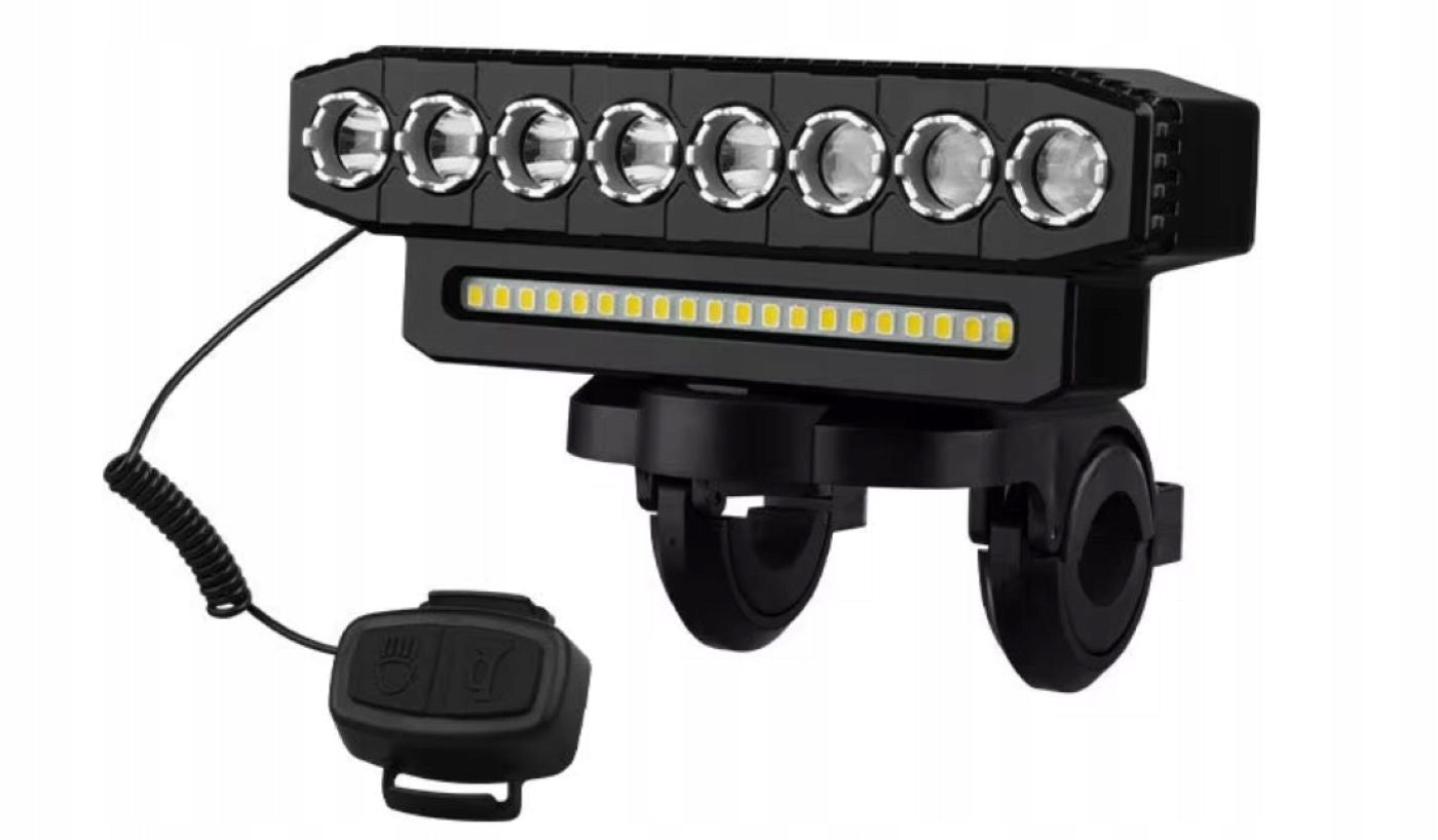 BICYCLE HORN BELL WITH POWERFUL 8 LED+20 SMD USB LAMP