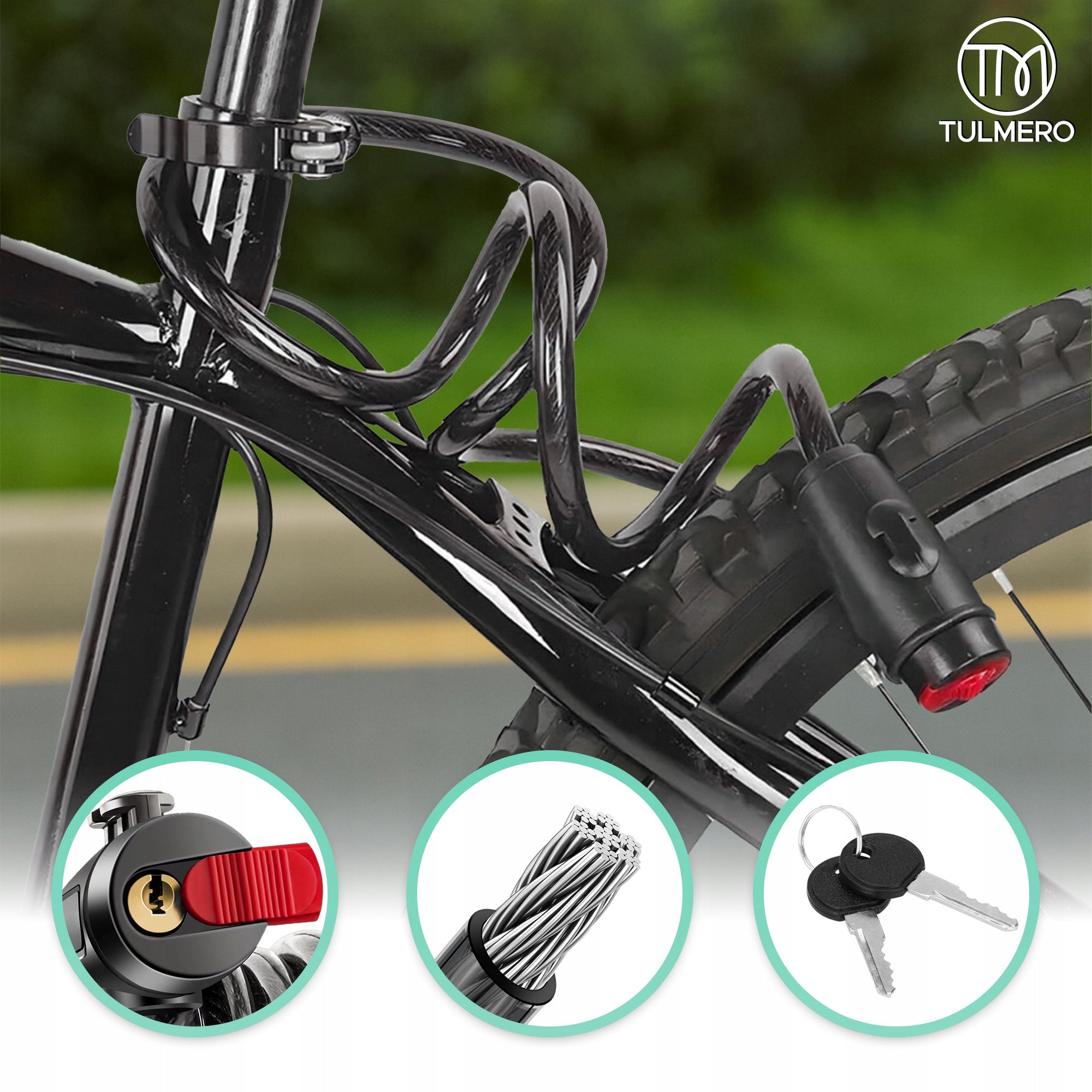 BICYCLE KEY LOCK SECURITY LOCK FOR BICYCLE STRONG CORD Color black