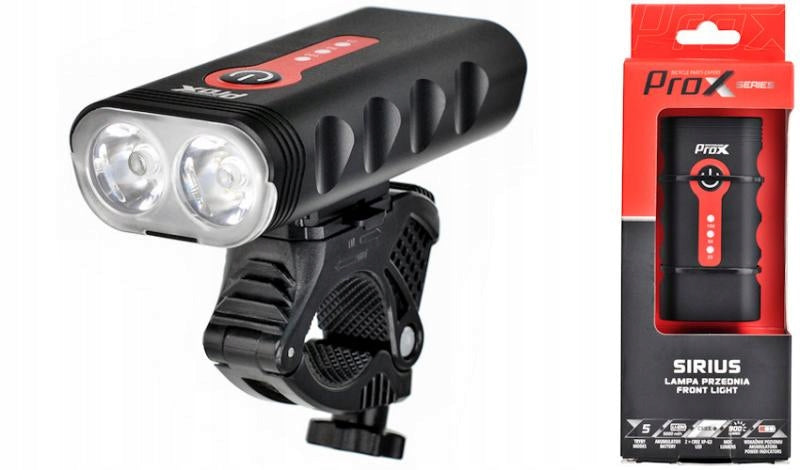 BICYCLE LAMP FRONT HANDLEBAR PROX SIRIUS 2xXP-G3, 900 Lm, 5200 mAh