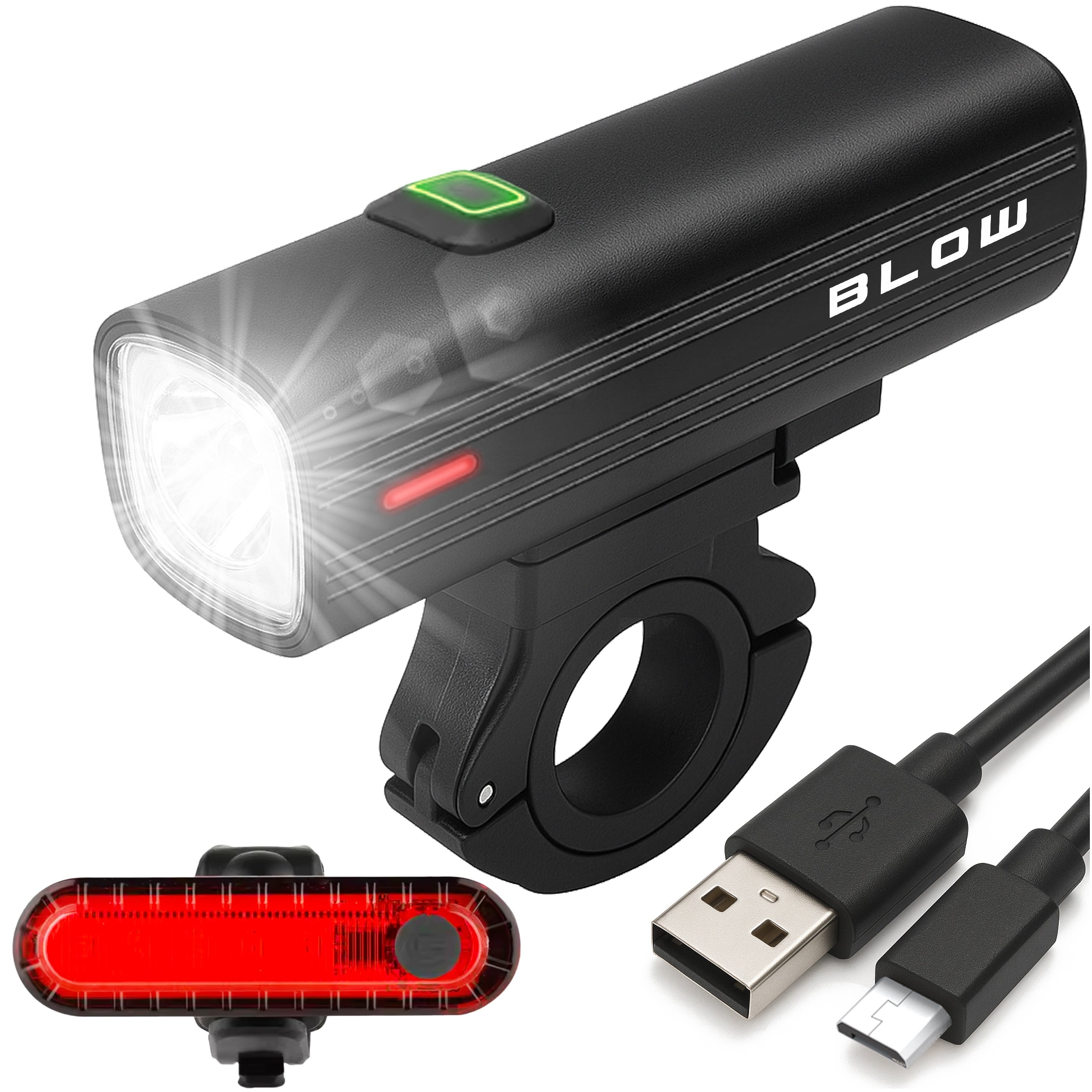 BICYCLE LIGHT 1000 LM METAL USB POWERBANK 4800 mAH + FRONT REAR SET