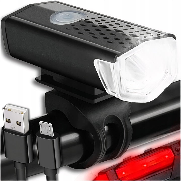 BICYCLE LIGHT FRONT AND REAR FOR HANDLEBAR SET STRONG Manufacturer code OŚWIETLENIE LAMPKI ŚWIATŁO NA ROWER USB