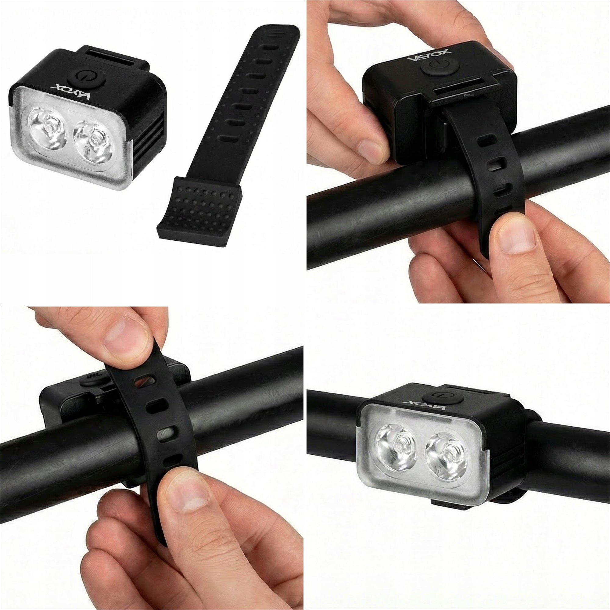 BICYCLE LIGHT FRONT LED LIGHTING FRONT USB RECHARGEABLE IPX6 VAYOX Kind front-facing