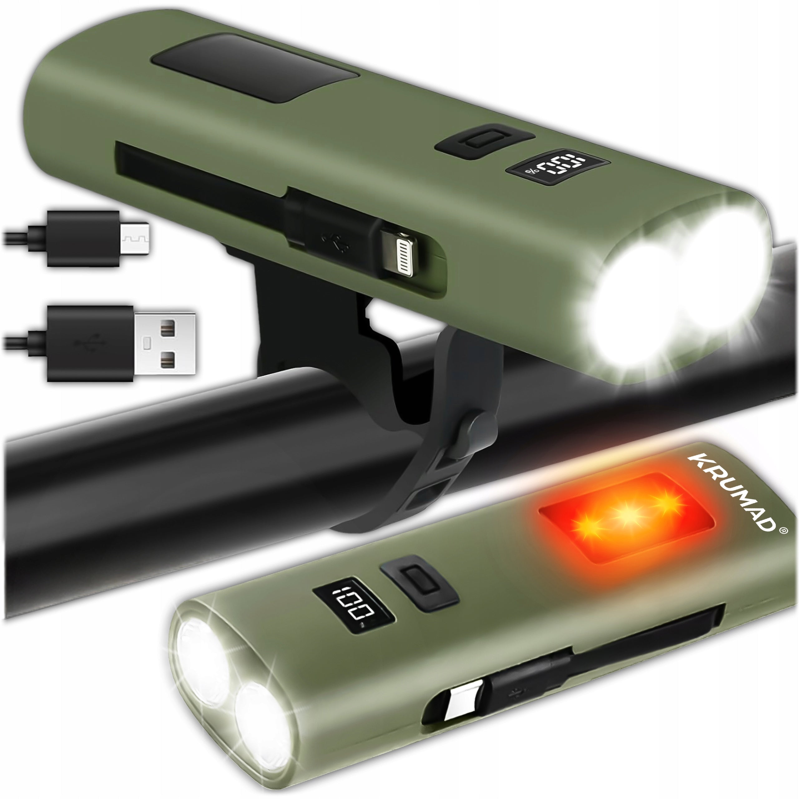 BICYCLE LIGHT FRONT LED STRONG LIGHT FRONT FLASHLIGHT CHARGER 6 MODE.
