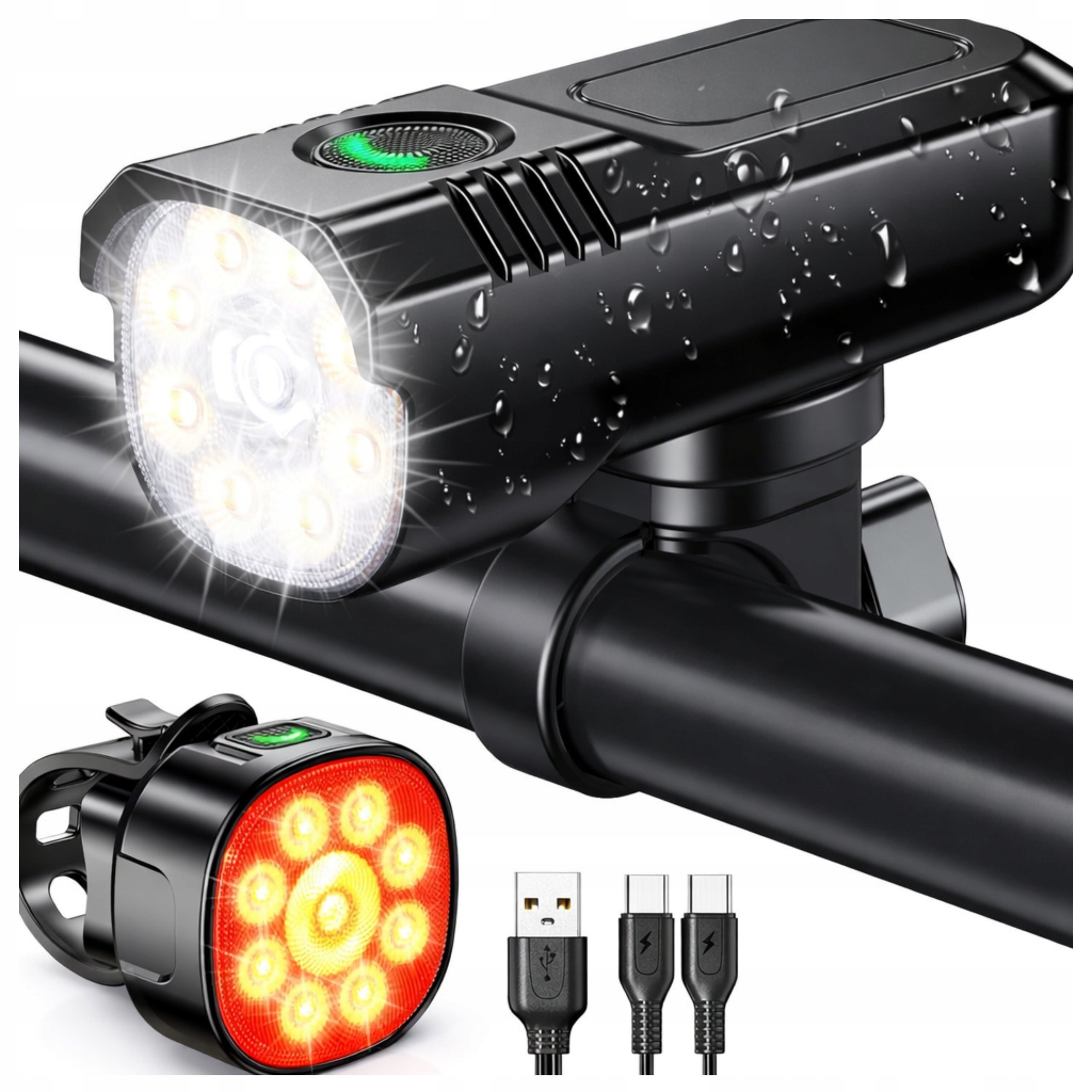 BICYCLE LIGHT FRONT REAR 1000lm 2000mAh FOR BICYCLE 15 LIGHTING MODES