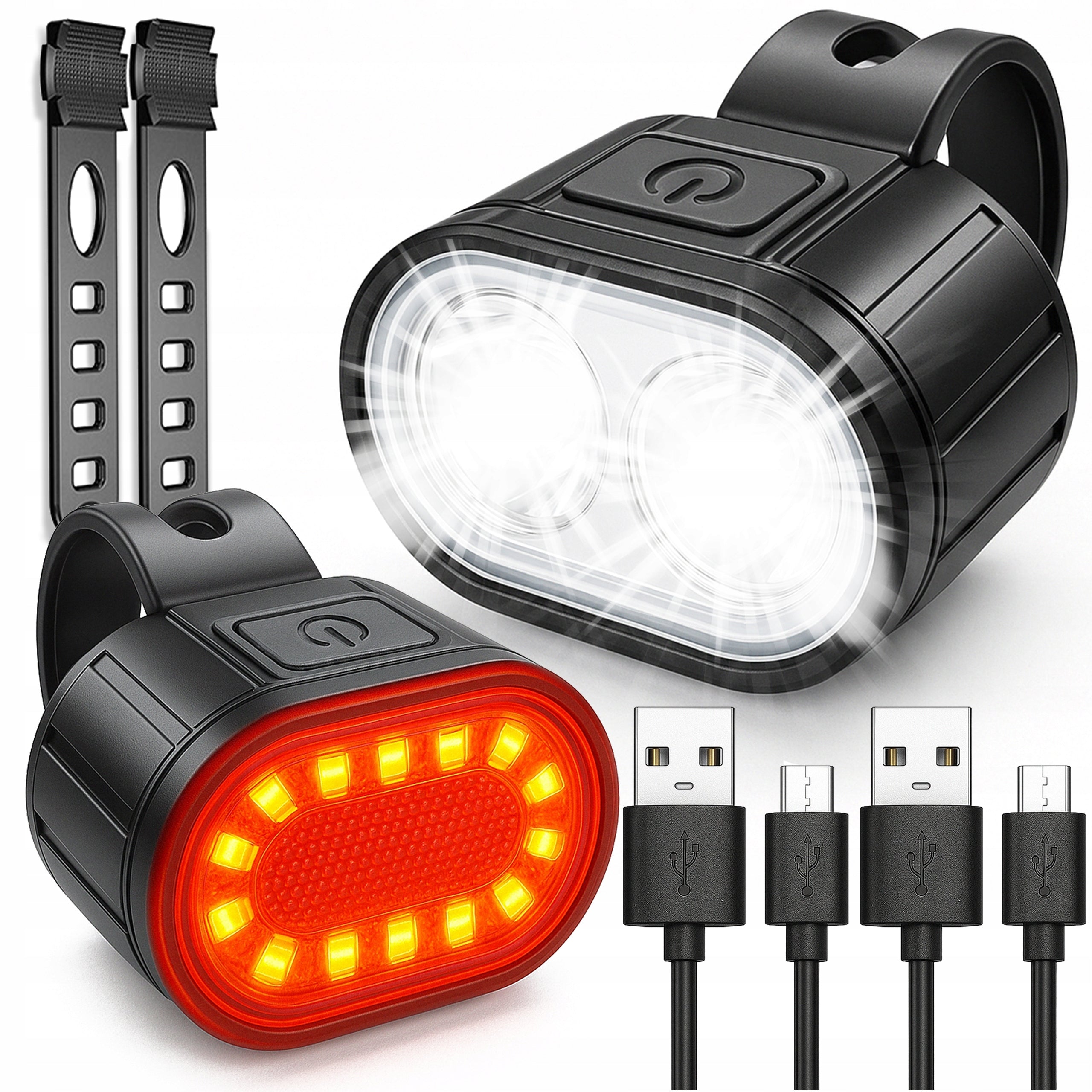 BICYCLE LIGHT FRONT REAR 800 LUMENS USB TYPE C WATERPROOF LED T6