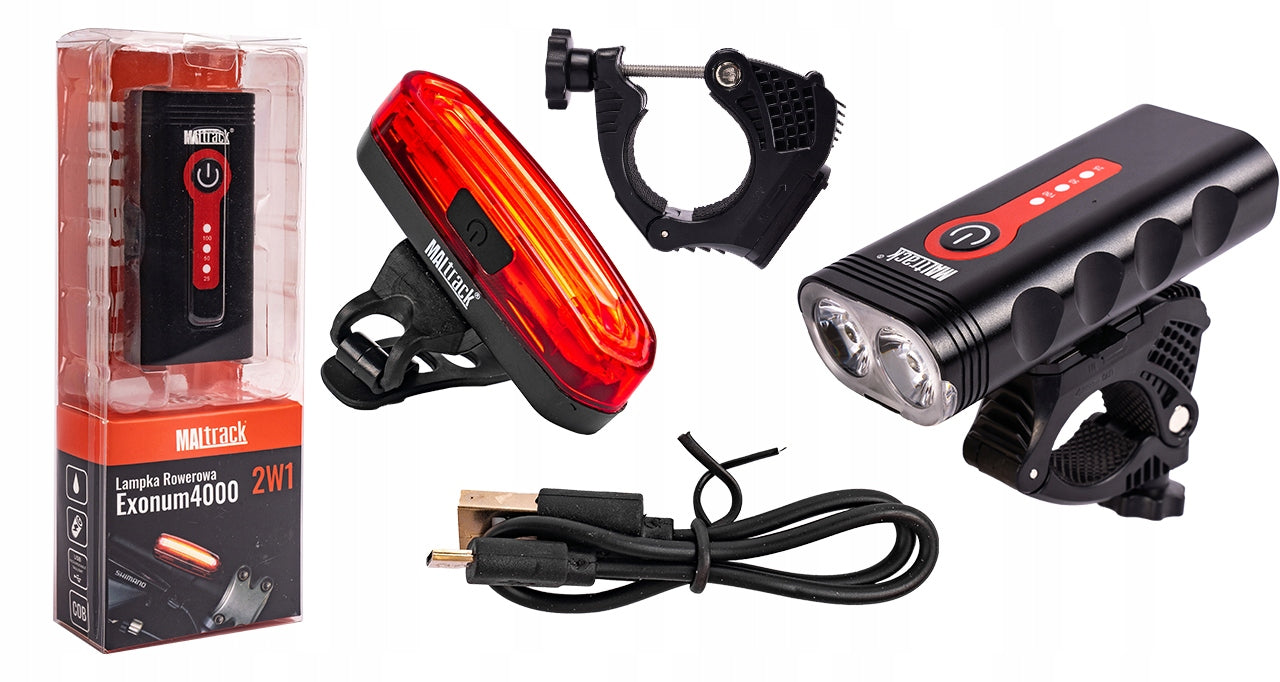 BICYCLE LIGHT FRONT+REAR IP65 WATERPROOF FOR BICYCLE ROTATION 360 LED 4400mAh Brand MalTrack