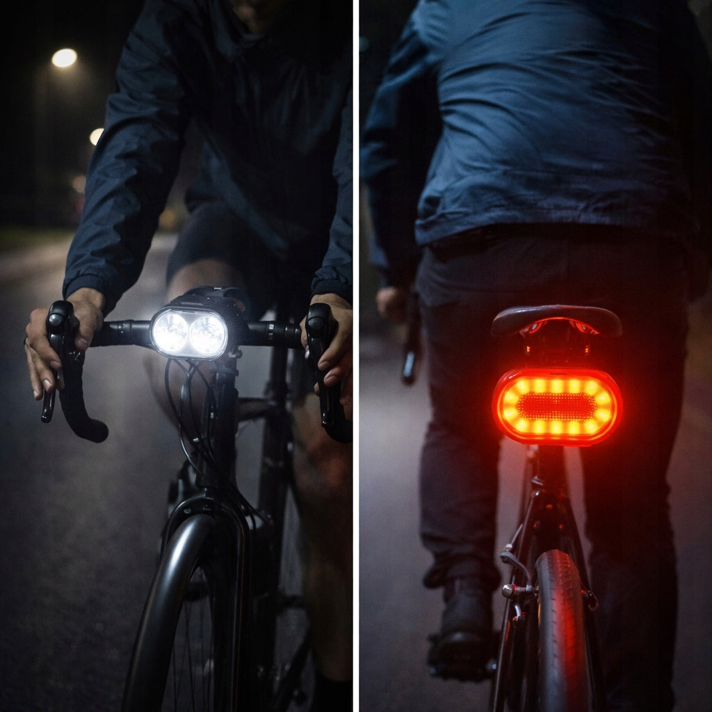 BICYCLE LIGHT FRONT REAR LED FOR BICYCLE HANDLEBAR SET USB 6 MODES Manufacturer code LAMPKA ROWEROWA PRZEDNIA TYLNA LED