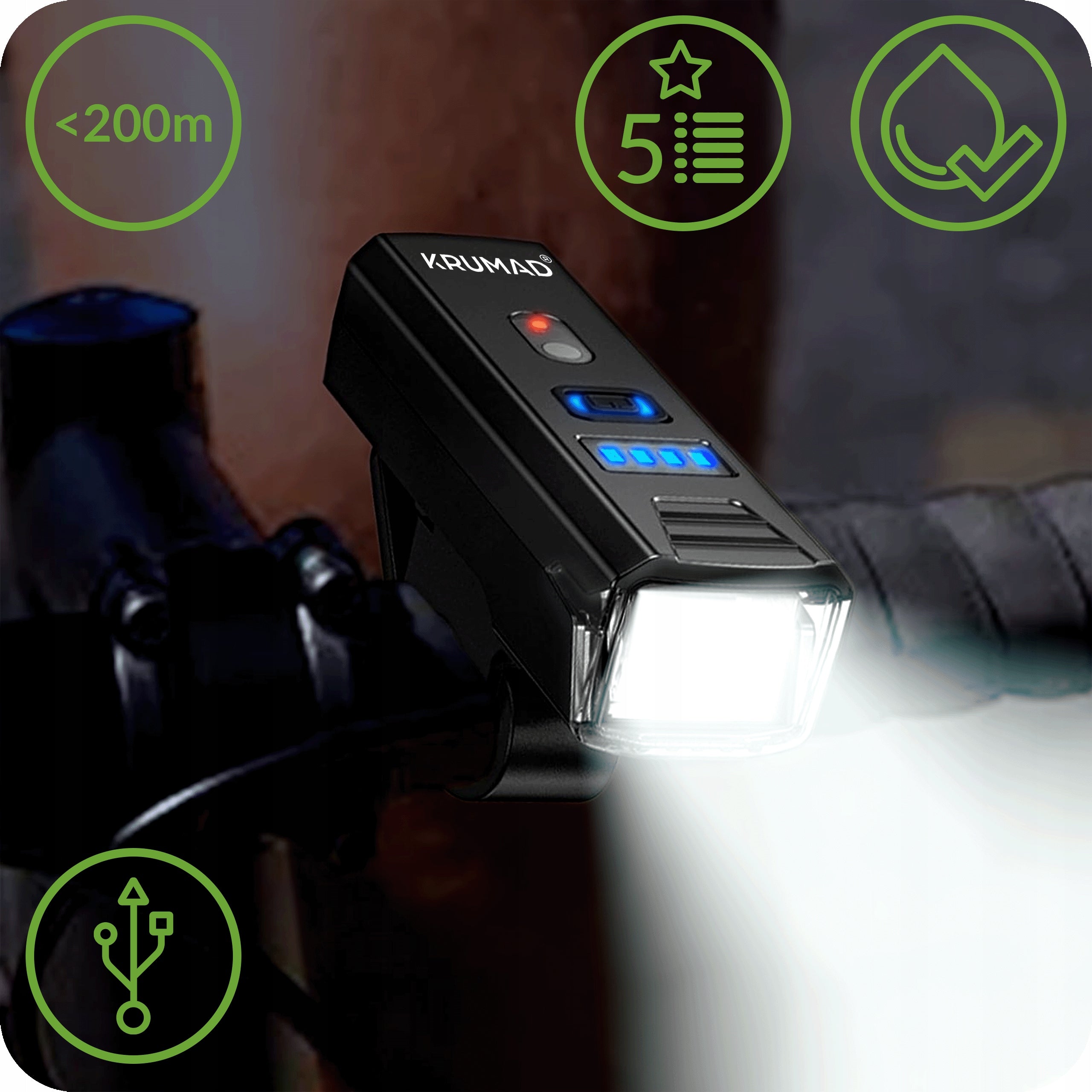 BICYCLE LIGHT FRONT REAR LED FRONT REAR RECHARGEABLE FLASHLIGHT 2x USB Manufacturer code LAMPKA ROWEROWA PRZEDNIA USB LED PRZÓD TYŁ
