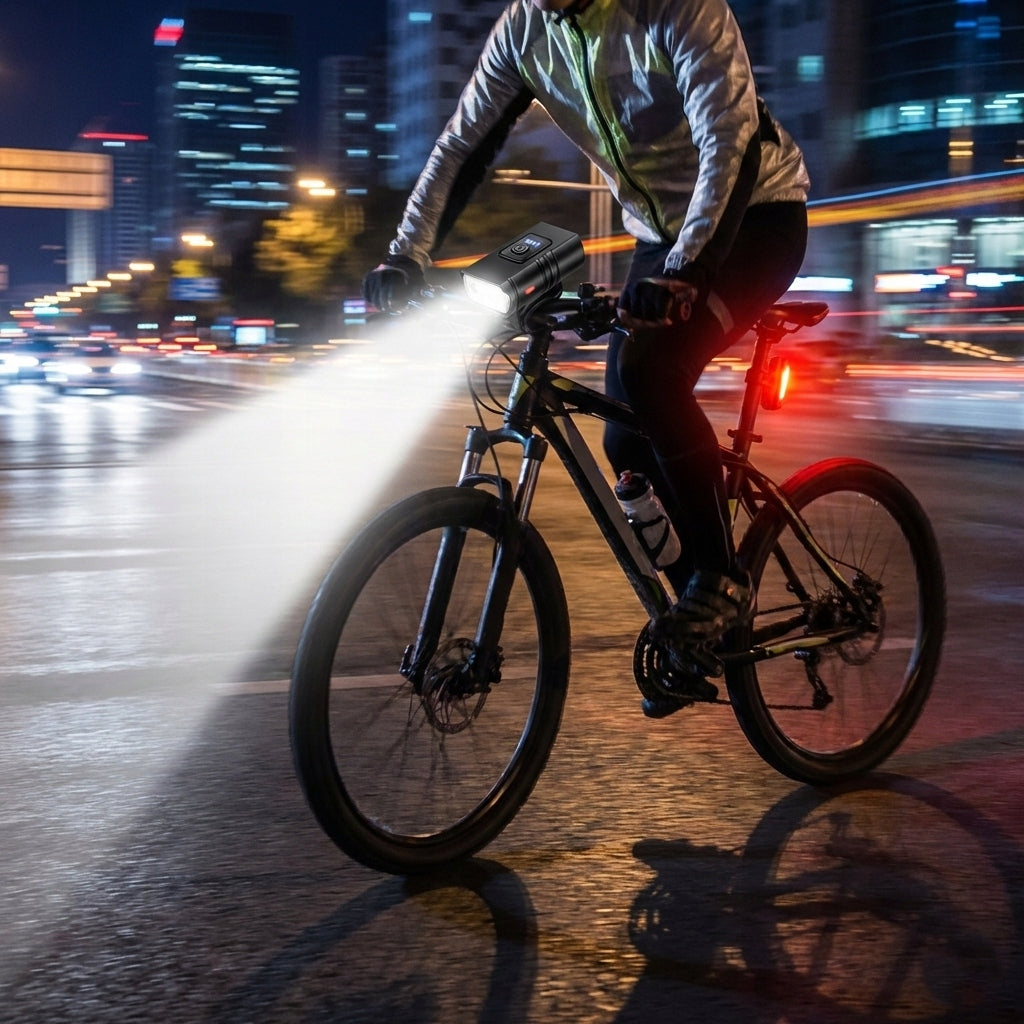 BICYCLE LIGHT FRONT REAR LED LIGHT FOR BICYCLE HANDLEBAR 2000lm STRONG Kind set