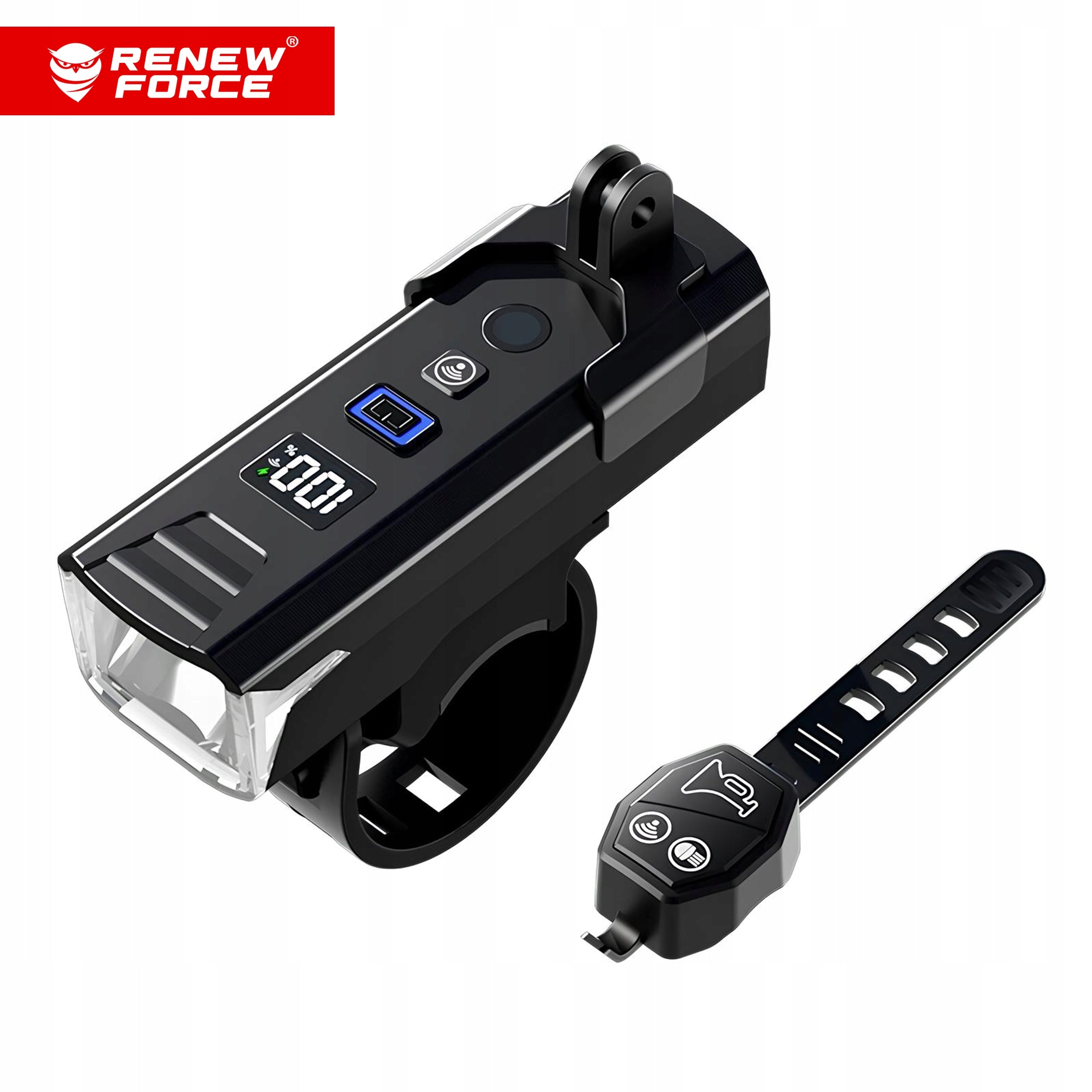 BICYCLE LIGHT FRONT REAR PILOT HORN 1200lm 2000mAh FOR BICYCLE 13H Packaging status original