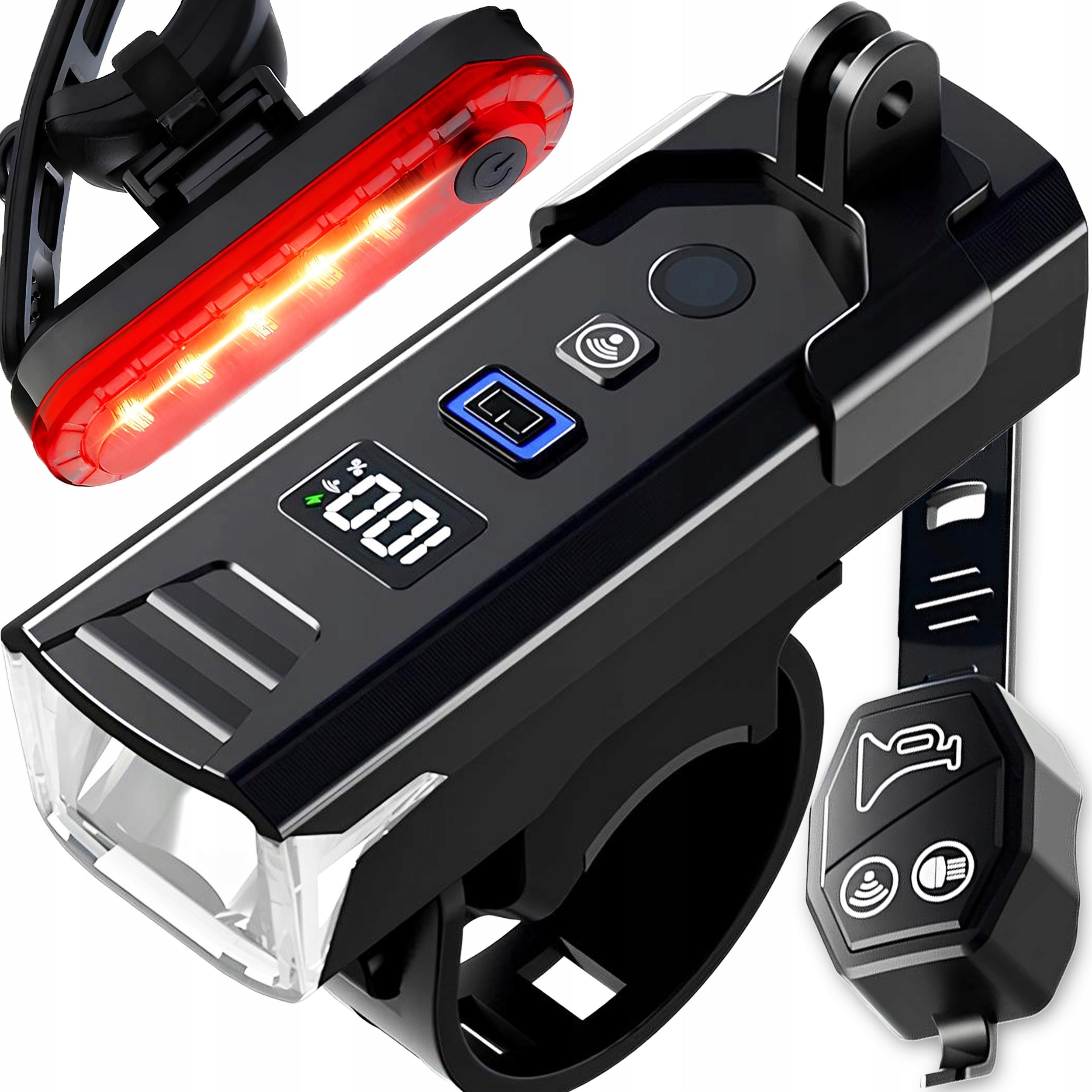 BICYCLE LIGHT FRONT REAR PILOT HORN 1200lm 2000mAh FOR BICYCLE 13H