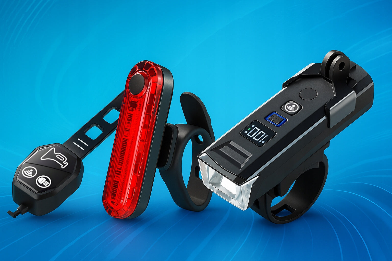 BICYCLE LIGHT FRONT REAR REMOTE CONTROL HORN 1200lm 2000mAh FOR BICYCLE Model LAMPKA 1200 LM