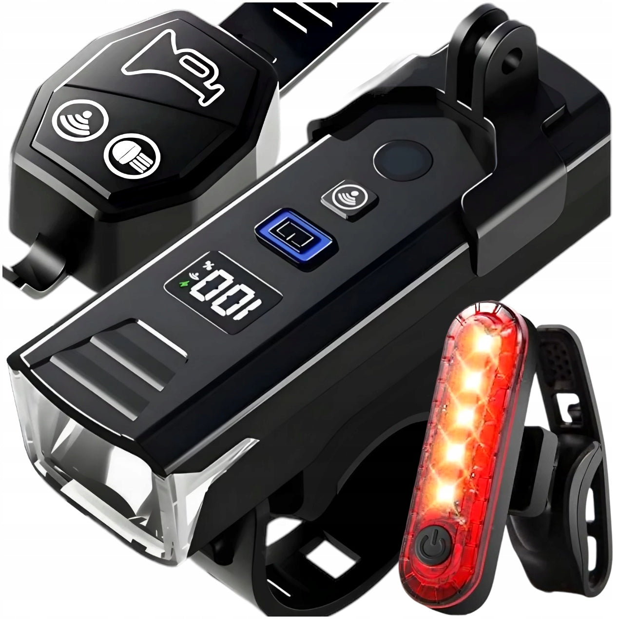 BICYCLE LIGHT FRONT REAR REMOTE CONTROL HORN 1200lm 2000mAh FOR BICYCLE