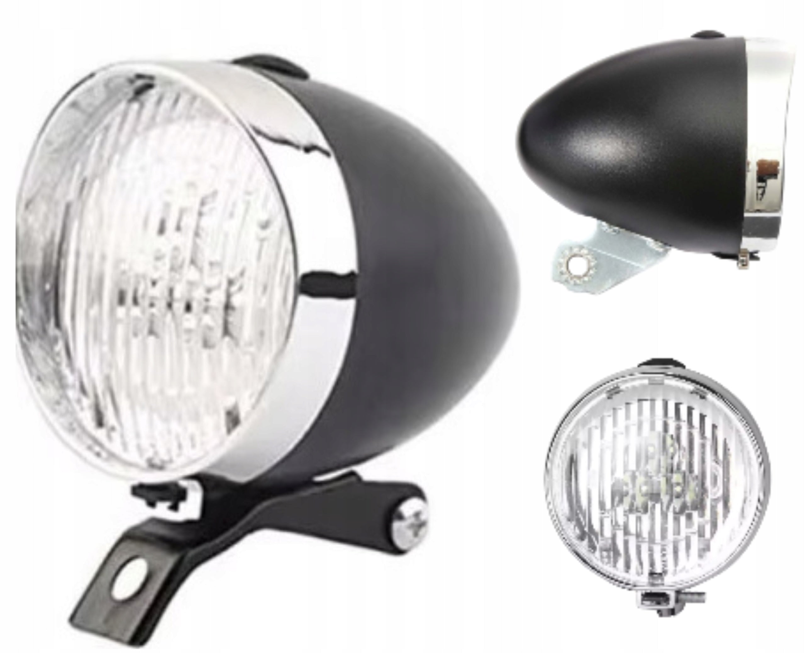 BICYCLE LIGHT FRONT RETRO LED BLACK 3 LEDS