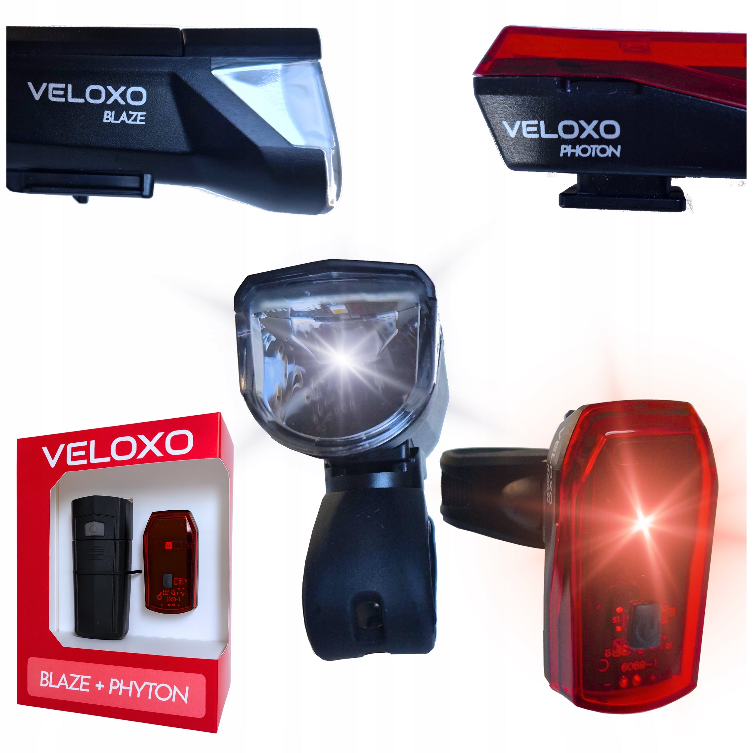 BICYCLE LIGHT FRONT STRONG LED LIGHTING SET VELOXO FRONT AND REAR