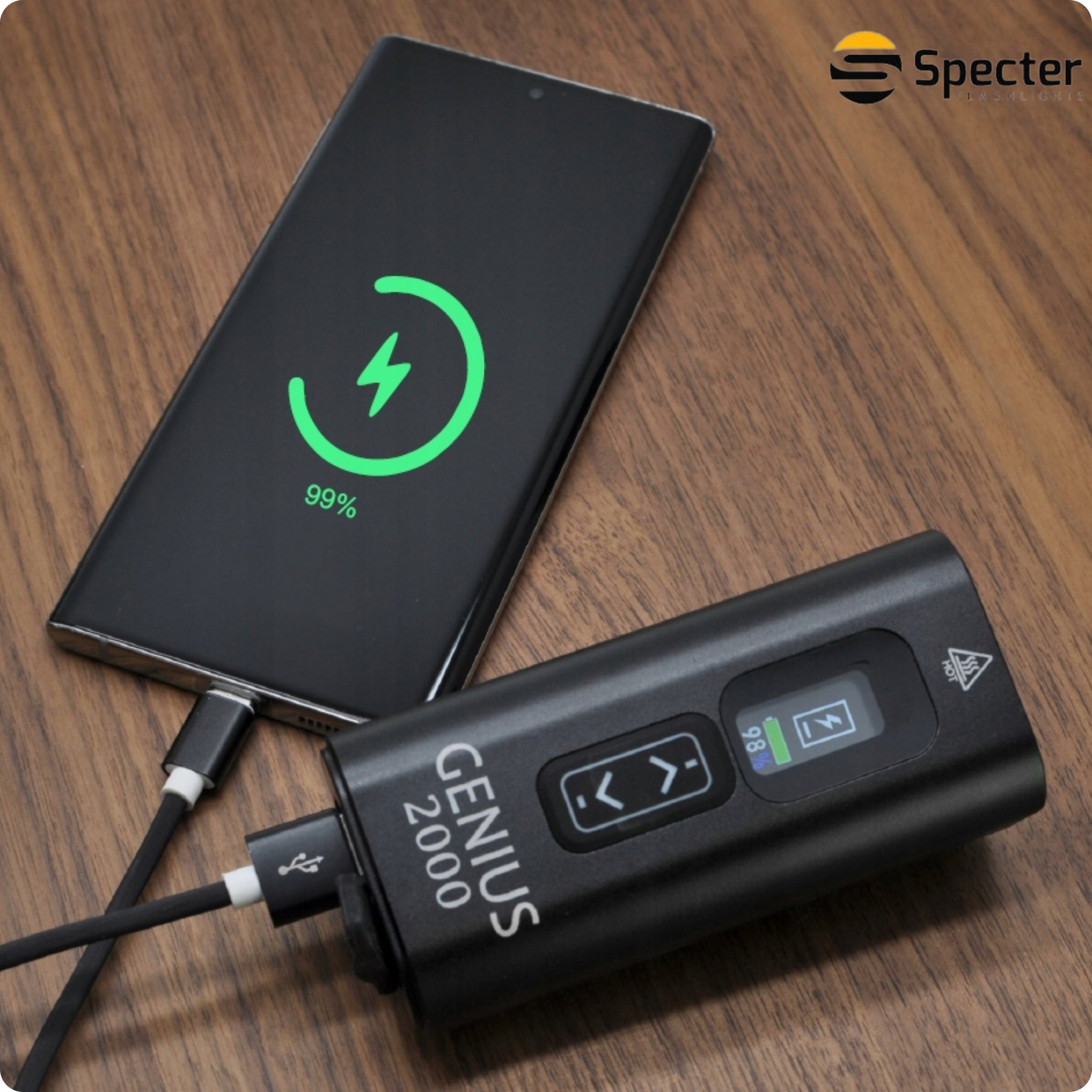 BICYCLE LIGHT Front LED USB C 2000lm with powerbank function for IPX5 bike Brand Specter