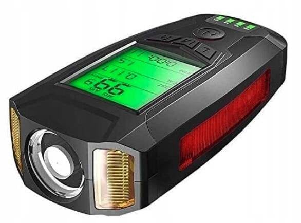 BICYCLE LIGHT LAMP WITH ALARM COUNTER HORN METER ALARM Packaging status original