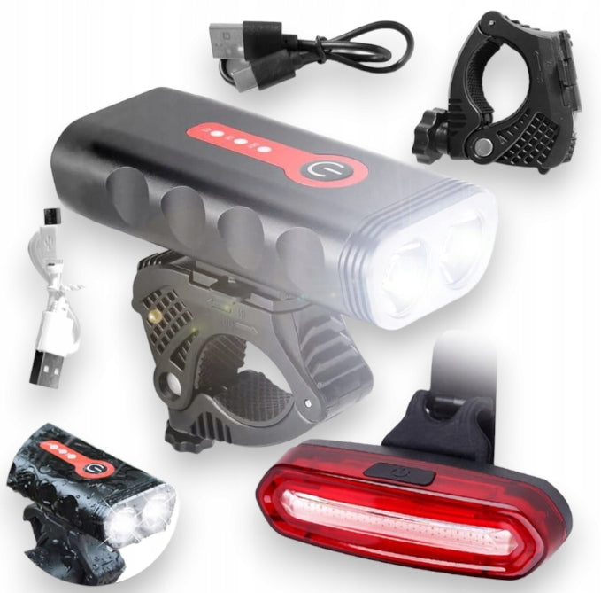 BICYCLE LIGHT LED BIKE FLASHLIGHT FRONT REAR SET 1800lm STRONG DURABLE