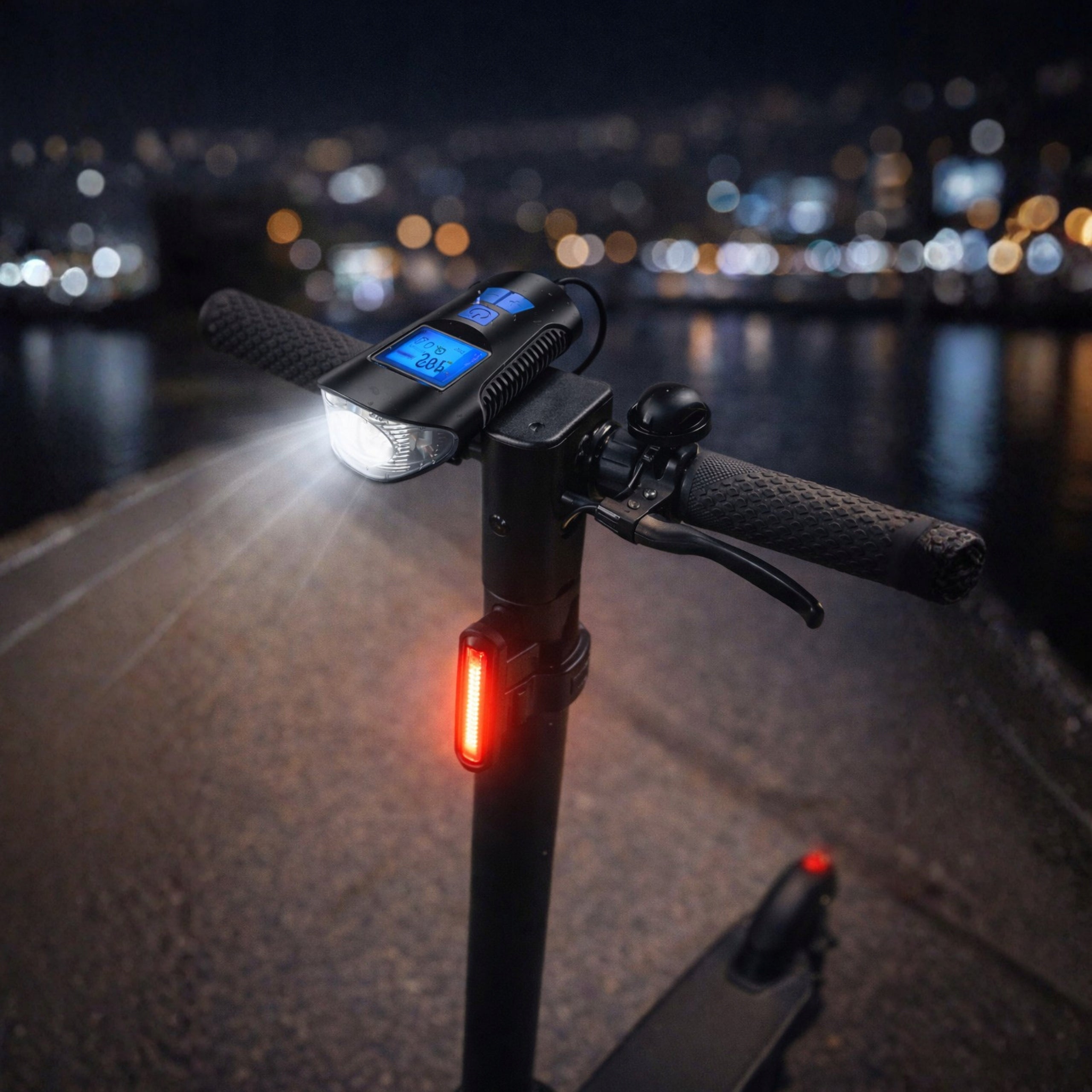 BICYCLE LIGHT LED FRONT REAR BELL HORN USB SET FRONT REAR Packaging status original
