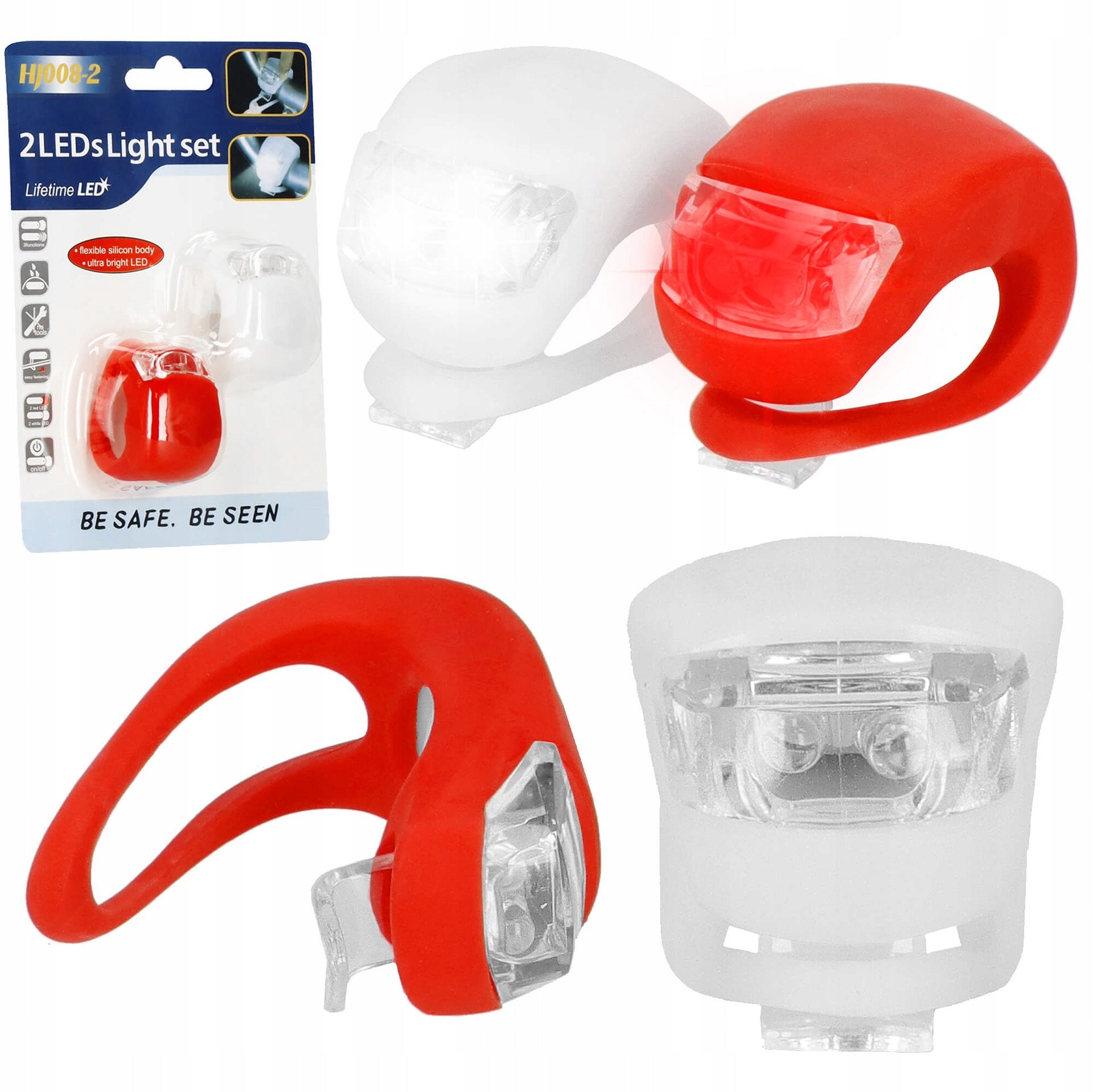 BICYCLE LIGHT LED FRONT + REAR STRONG SET OF LIGHTS FOR BATTERY-OPERATED BIKE