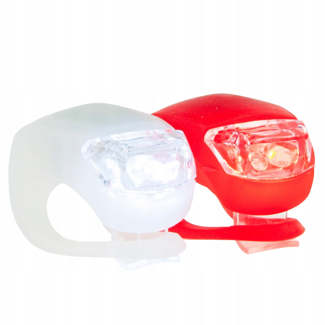 BICYCLE LIGHT LED LIGHT FRONT REAR 2 PCS SILICONE FOR HANDLEBAR Color white