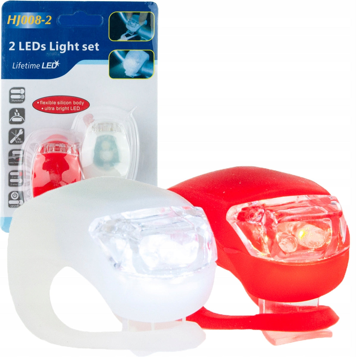 BICYCLE LIGHT LED LIGHT FRONT REAR 2 PCS SILICONE FOR HANDLEBAR