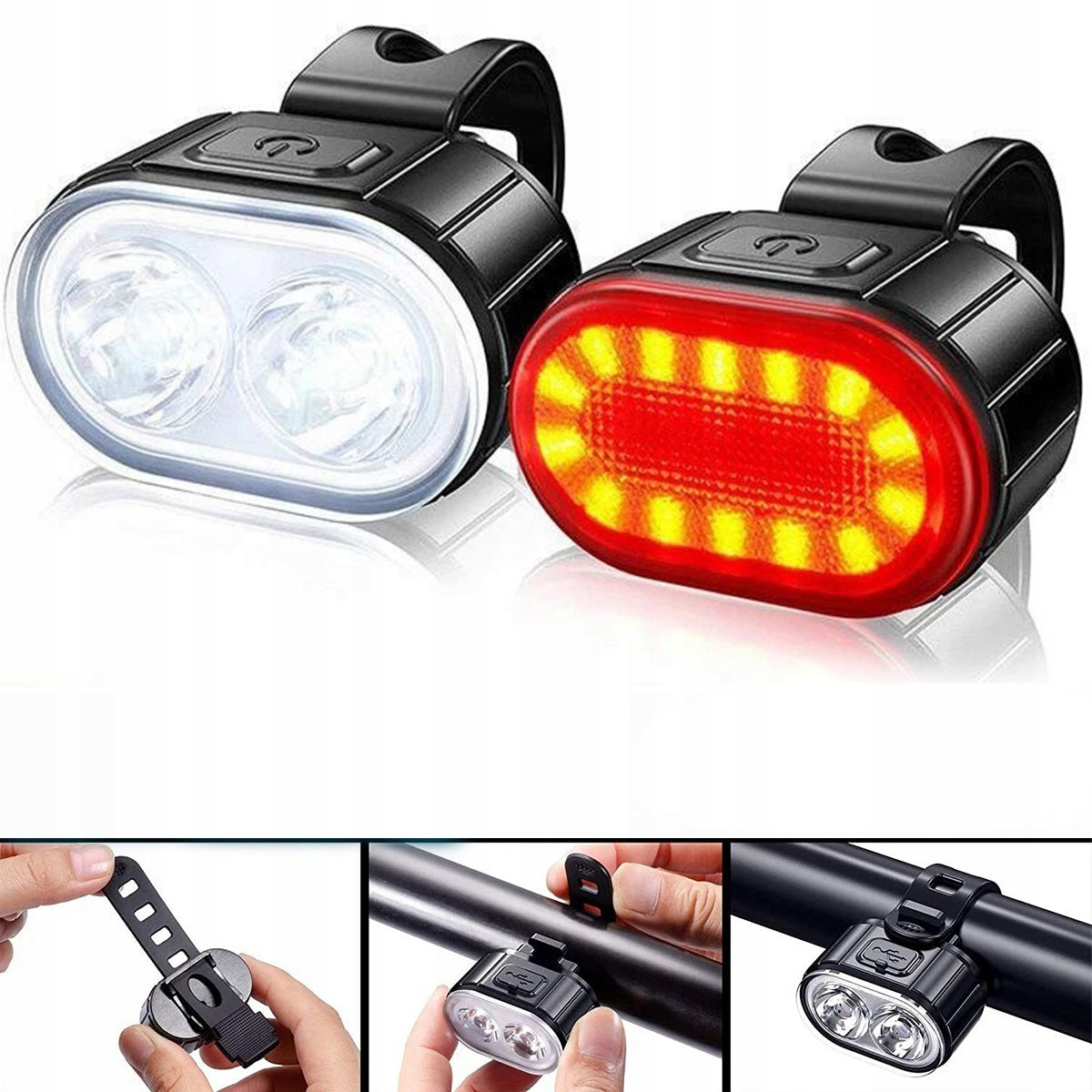 BICYCLE LIGHT LED LIGHT FRONT REAR FOR BIKE HANDLEBAR STRONG USB BRIGHT