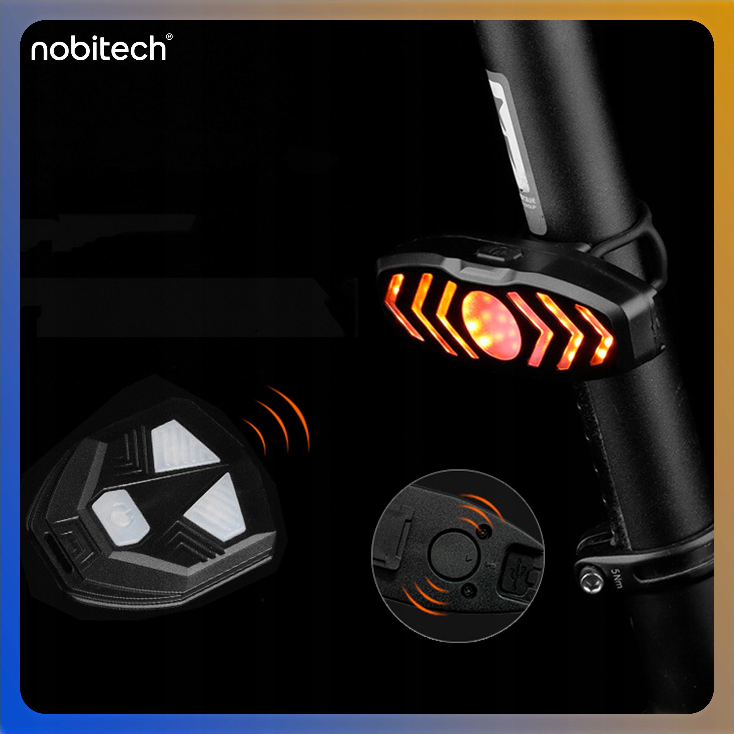 BICYCLE LIGHT LED REAR DIRECTION INDICATOR BIKE BEACON USB REAR REMOTE CONTROL Light source LED