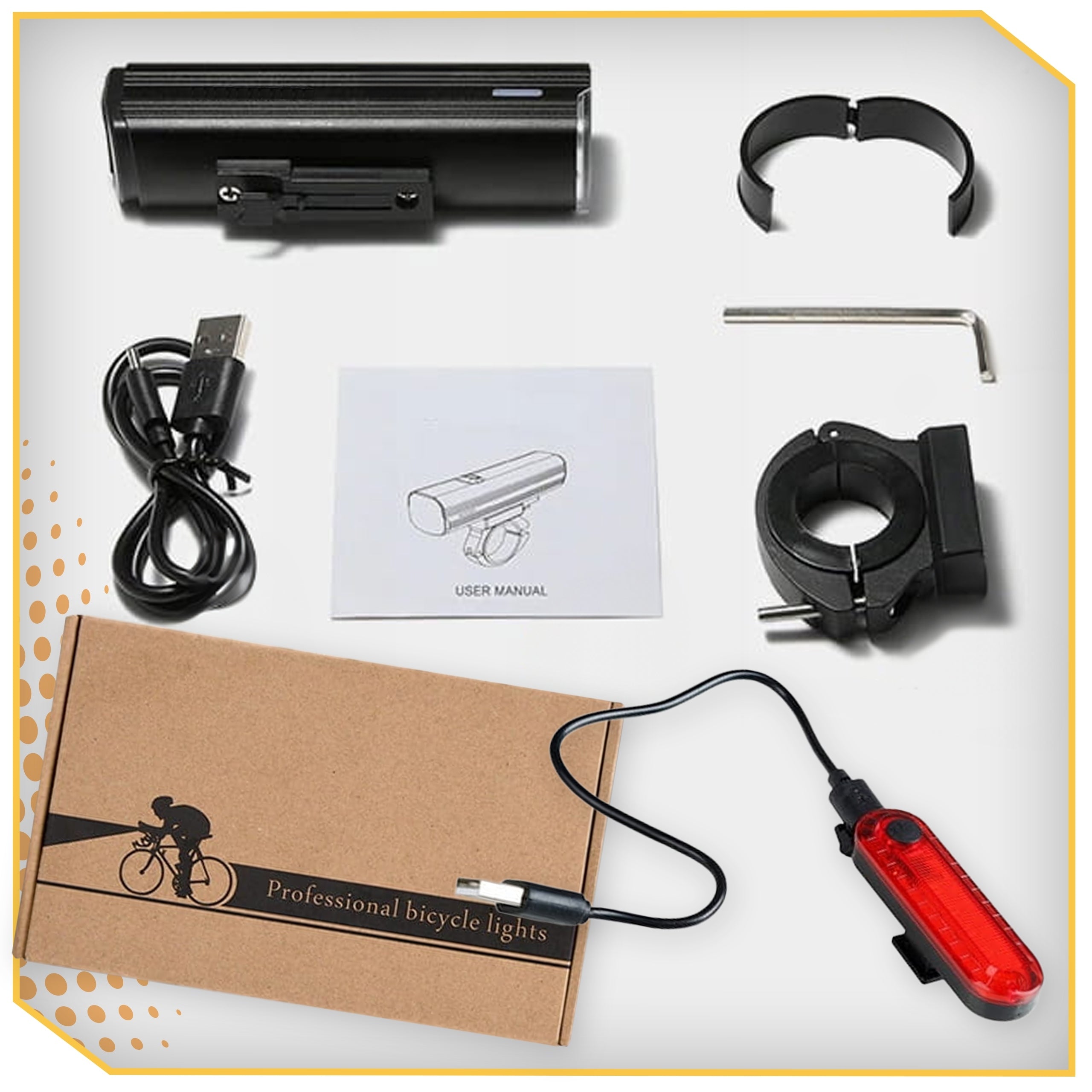 BICYCLE LIGHT LED REAR USB FRONT STRONG REAR BIKE SET Light source LED