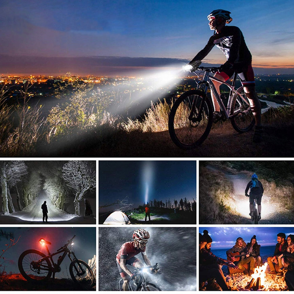BICYCLE LIGHT LED ZOOM SET FRONT REAR FOR BIKE 3 MODES Brand no brand