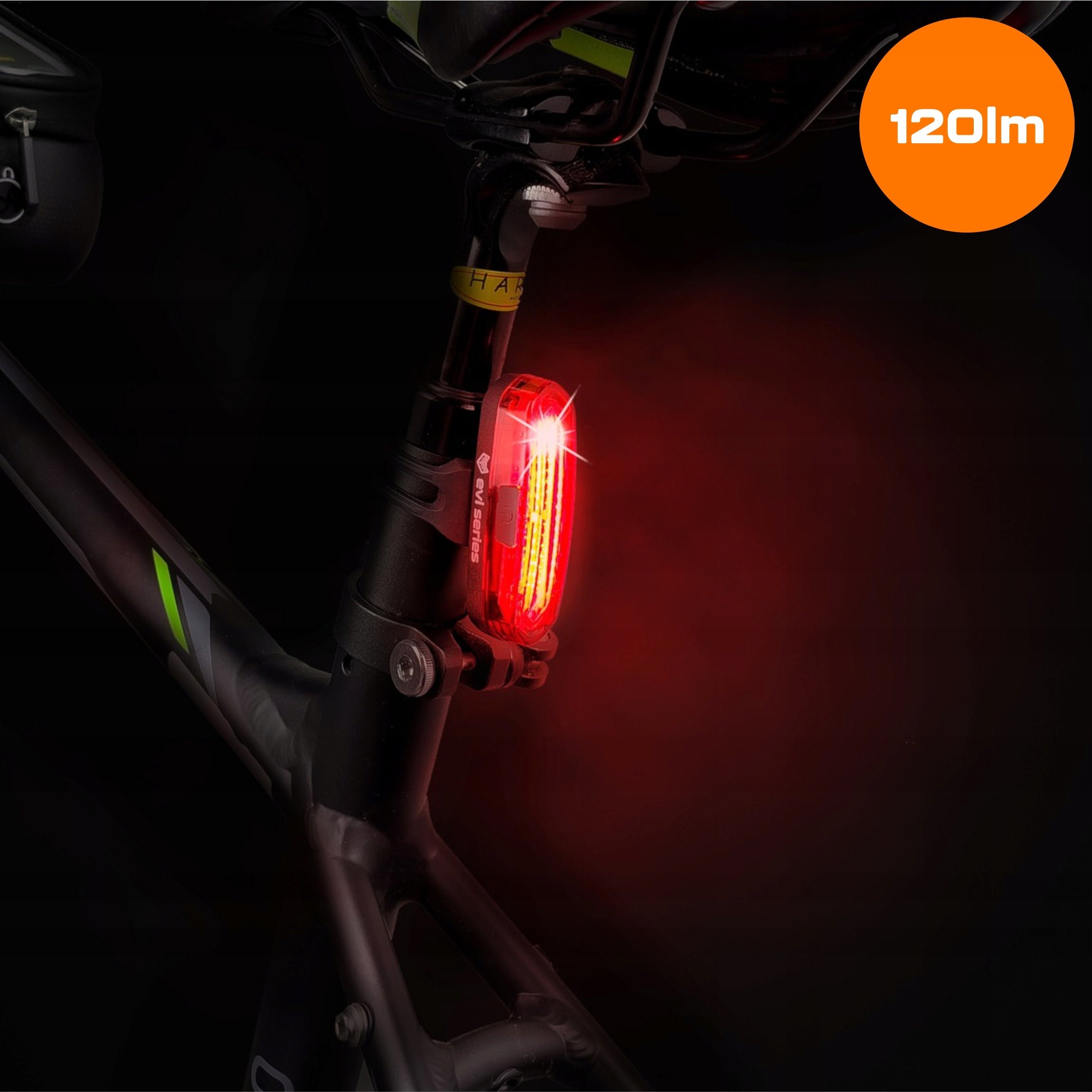 BICYCLE LIGHT LED rear light powerful modes 15H RECHARGEABLE 650mAh USB-C Manufacturer code evi_taillight_1