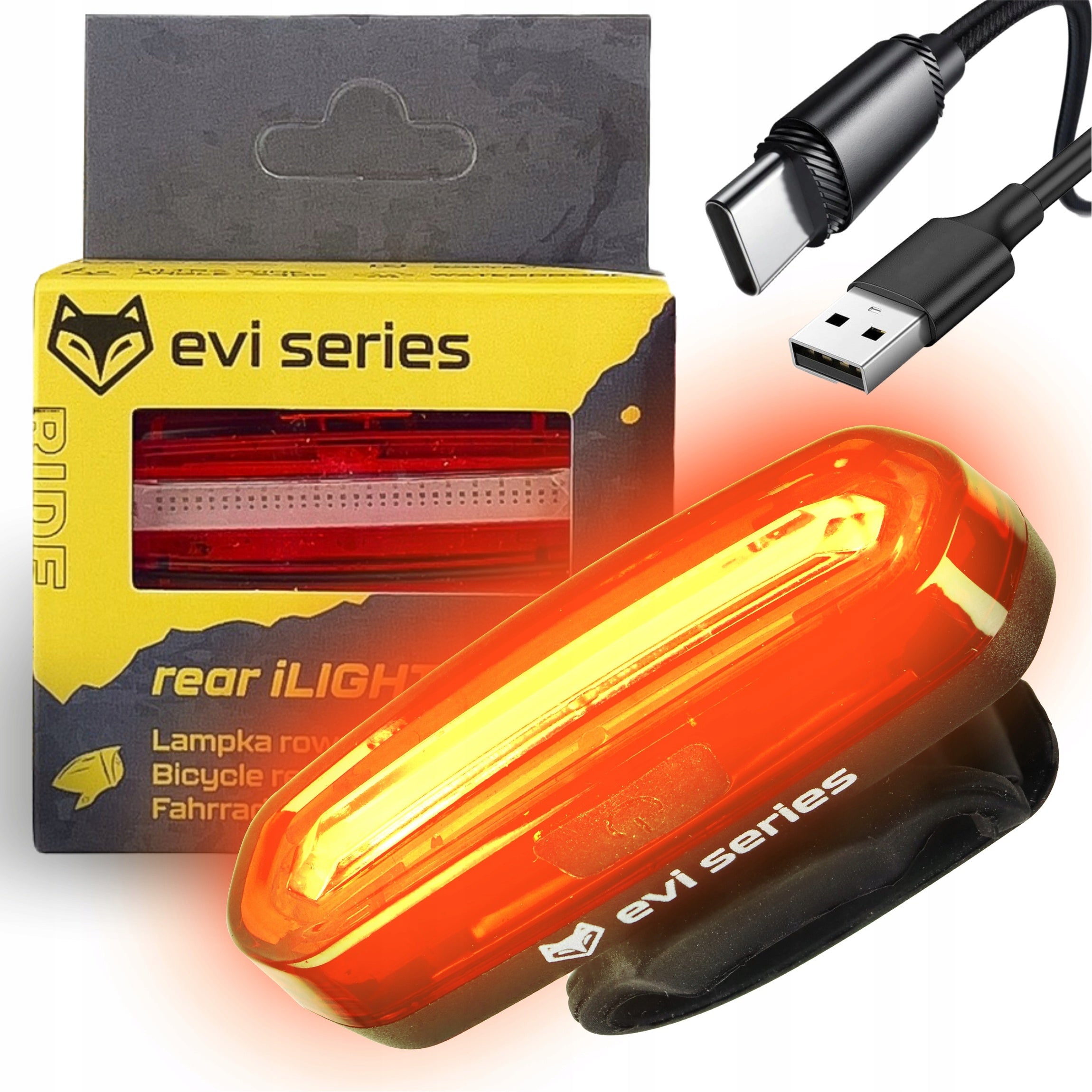 BICYCLE LIGHT LED rear light powerful modes 15H RECHARGEABLE 650mAh USB-C