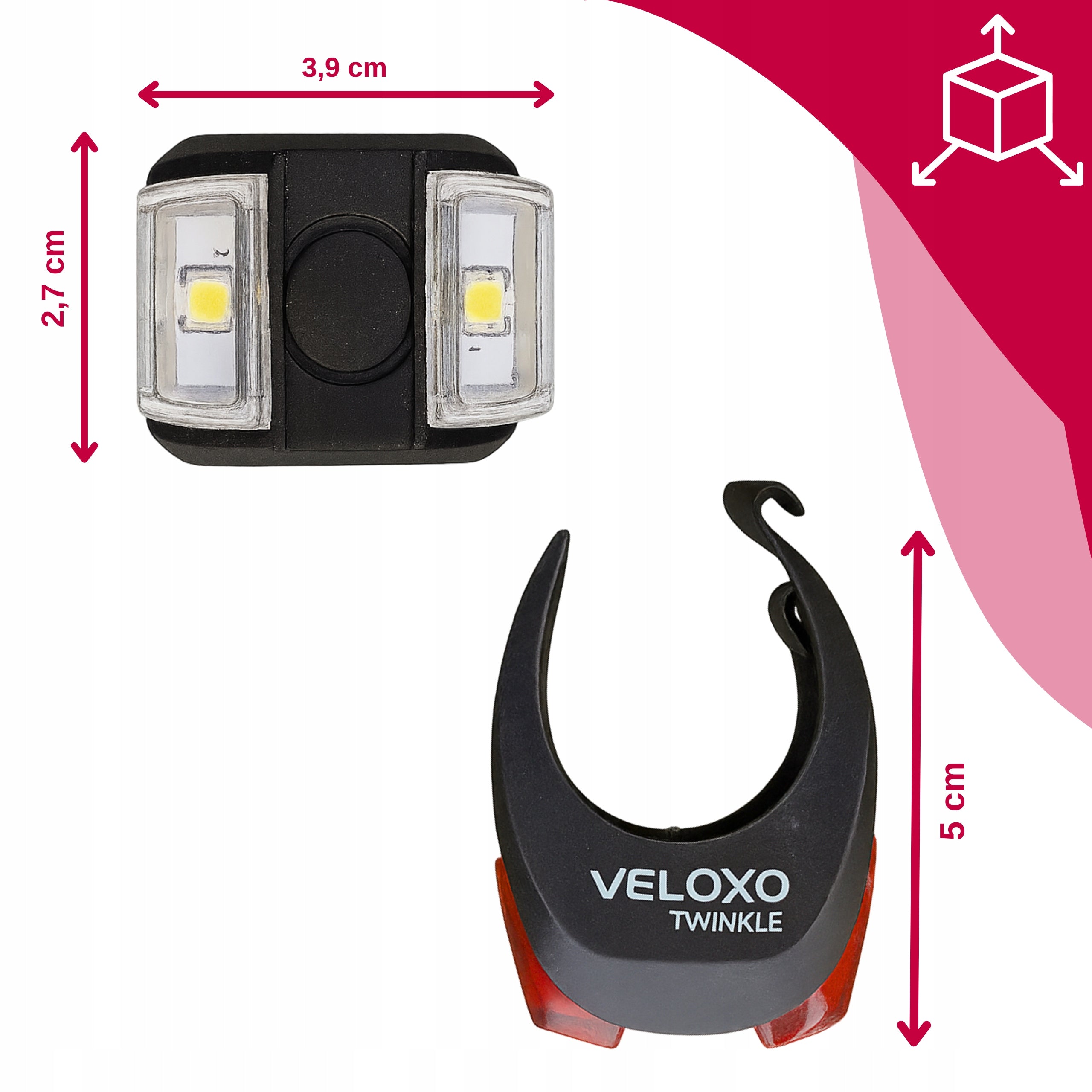 BICYCLE LIGHT MINI LIGHTING SET VELOXO TWINKLE FRONT REAR BLACK Manufacturer code 5905413651533 lampka rowerowa zestaw para